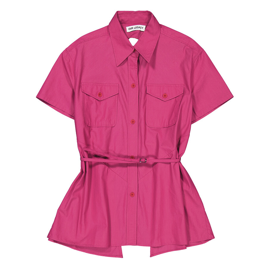 Our Legacy Ladies Cerise Cotton Ripstop Backless Army Shirt - 7