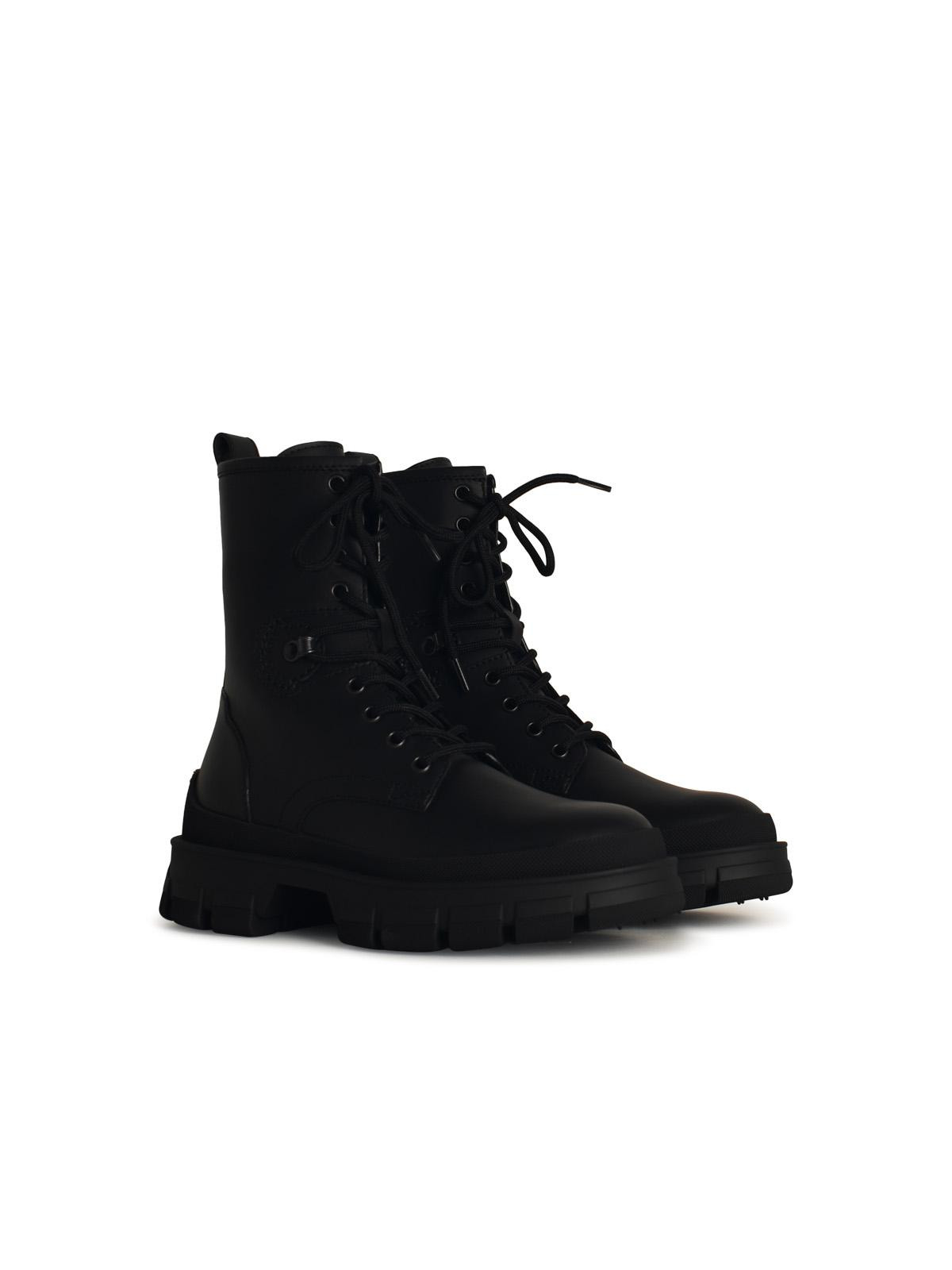 Moncler 'Hevea' Black Matte Leather Ankle Boots Women - 2