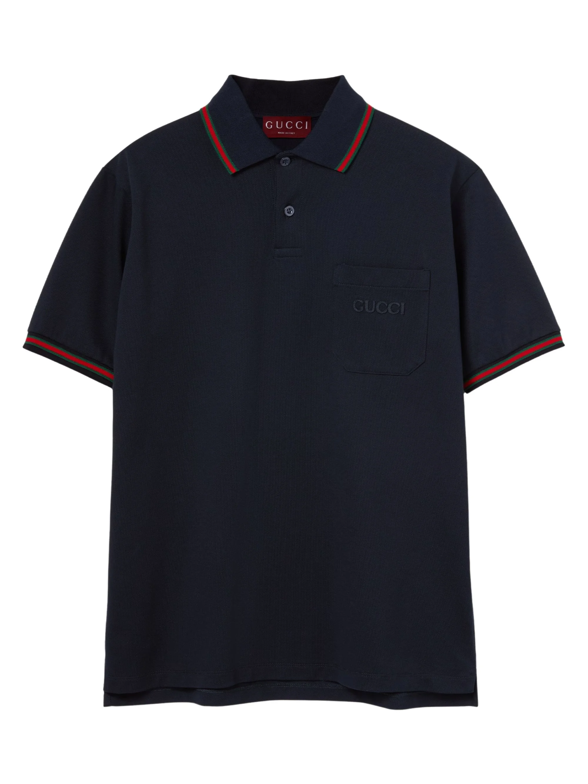 Embroidered polo shirt in stretch cotton - 1