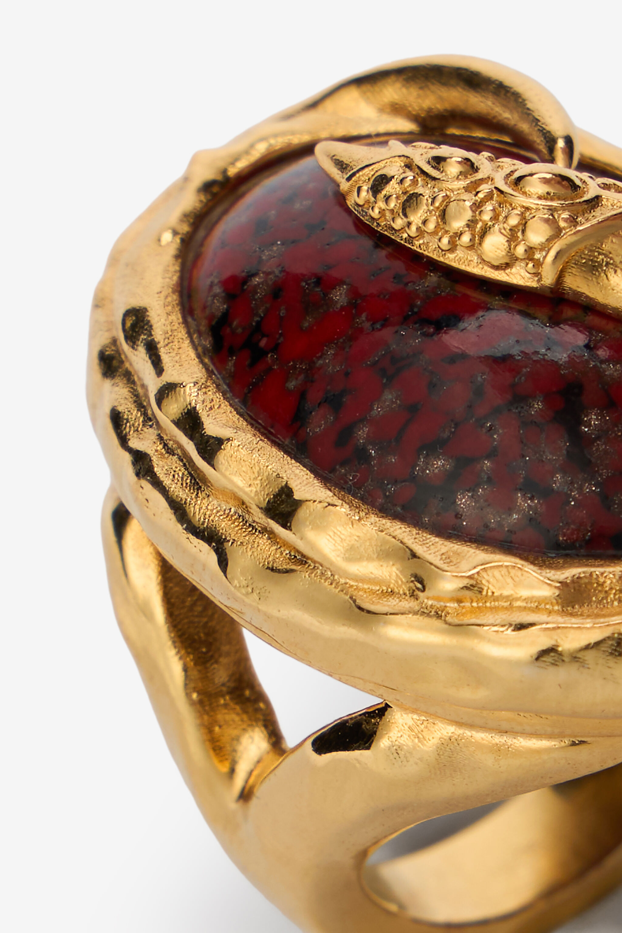 Golden Cocktail Ring With Ruby Stone - 5