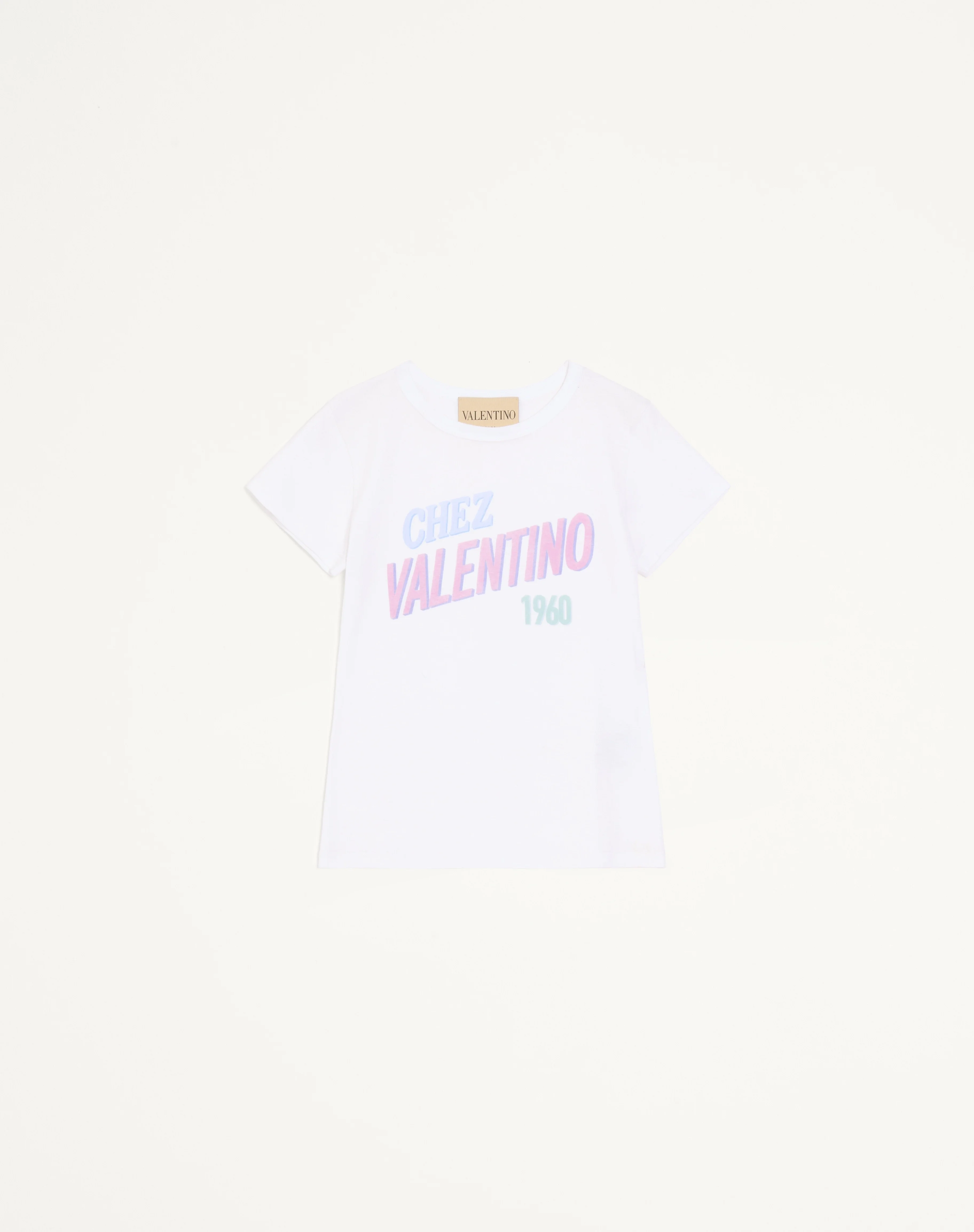 COTTON JERSEY T-SHIRT WITH CHEZ VALENTINO 1960 PRINT - 1