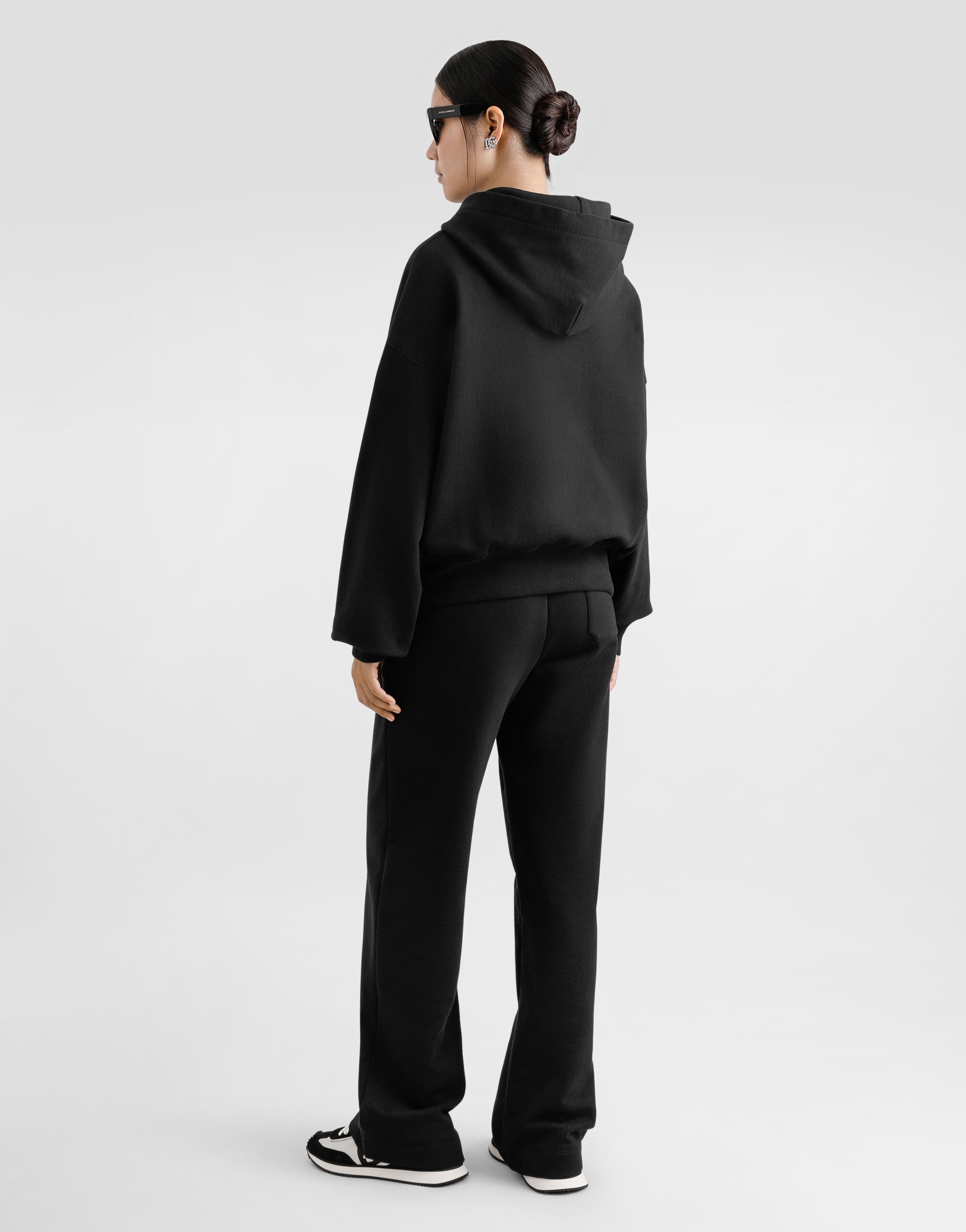 Jersey hoodie with rhinestone-detailed DG embellishment - 3