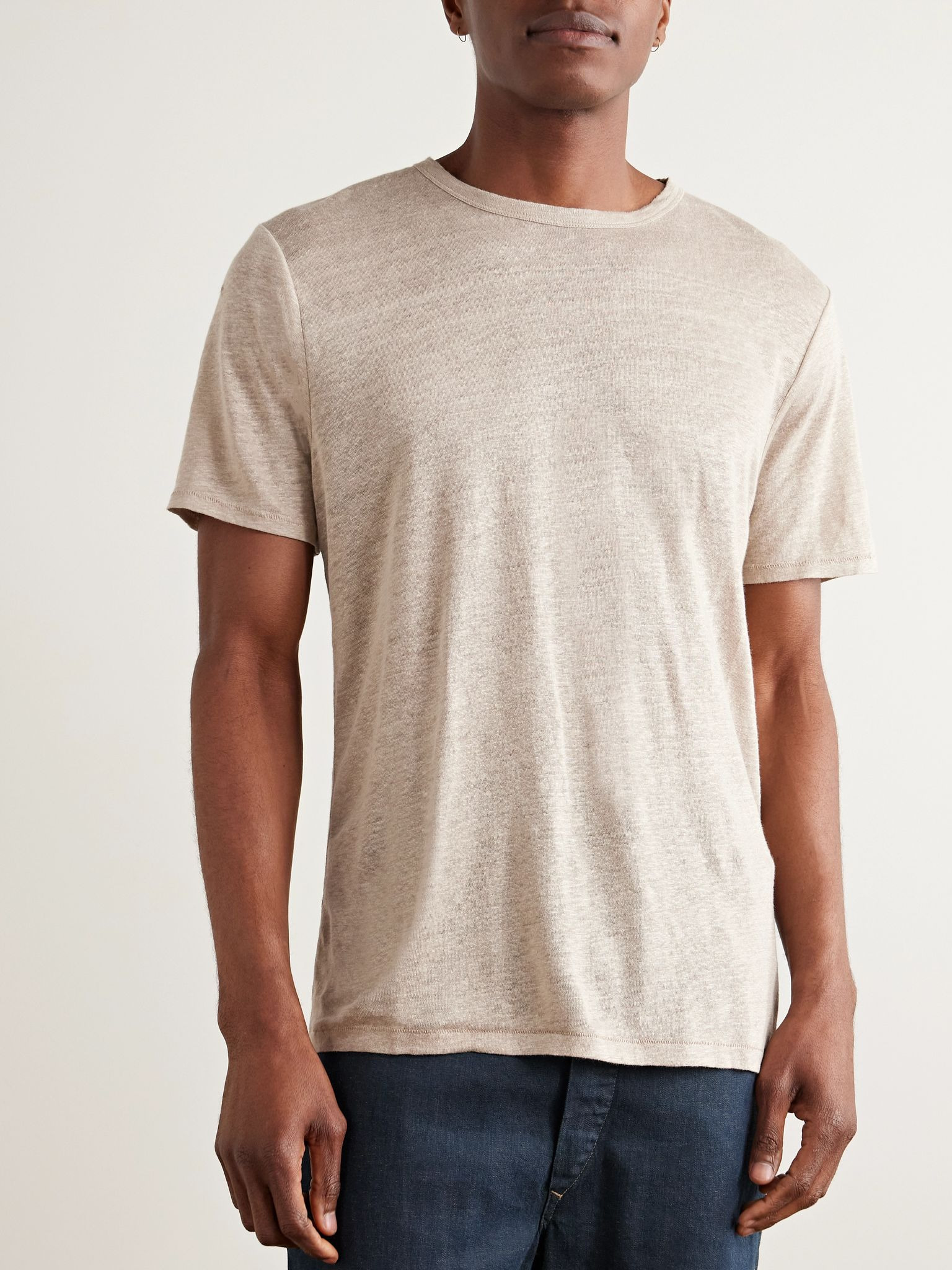Classic Linen T-Shirt Beige - 3