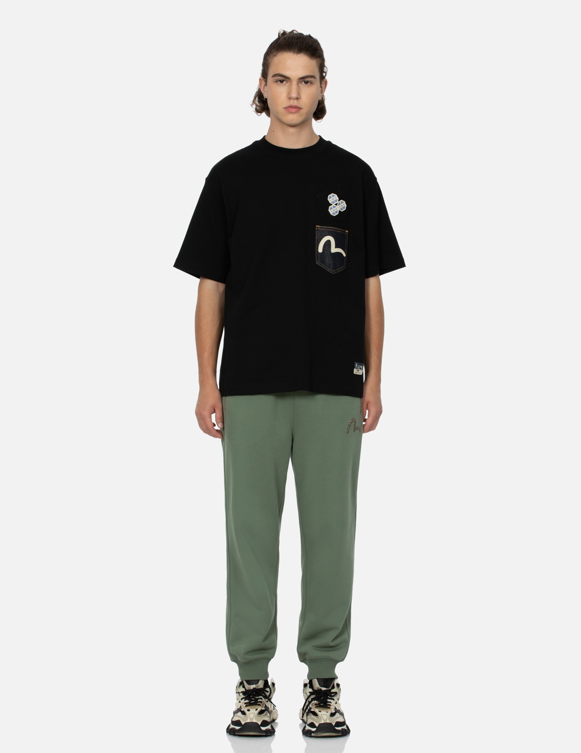 SEAGULL-PRINT DENIM POCKET RELAX FIT T-SHIRT - 5