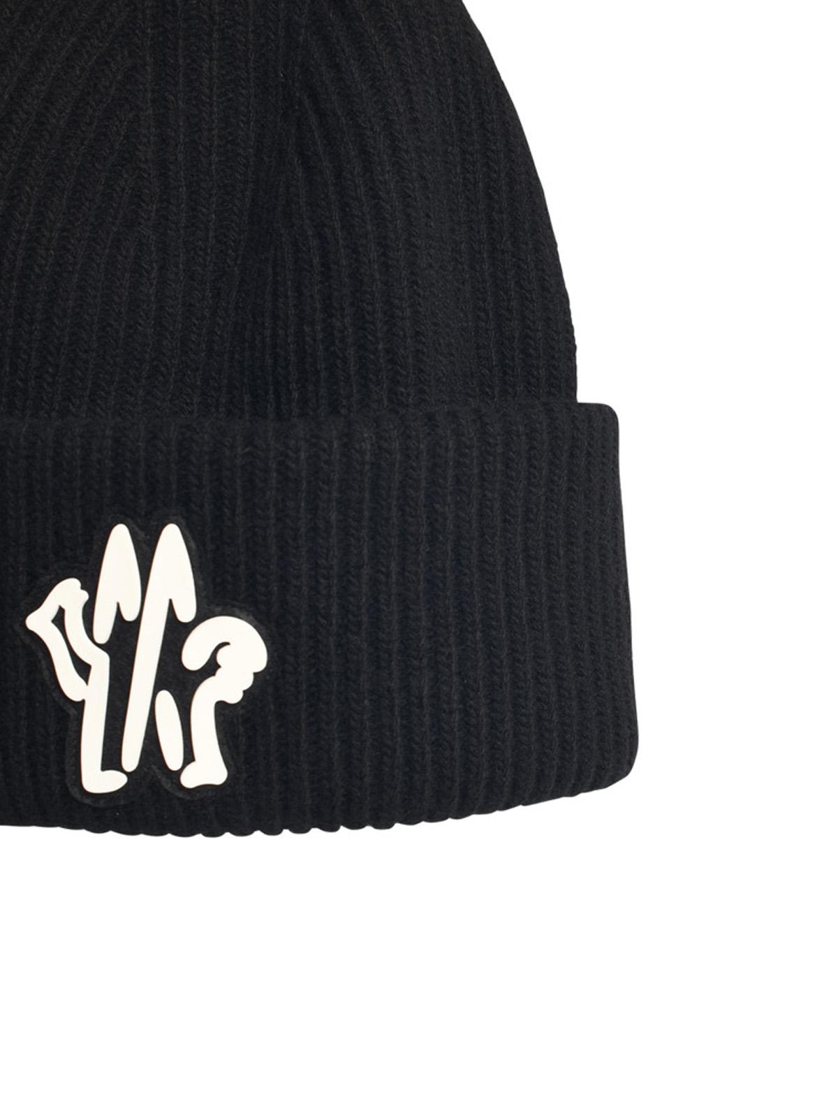 Moncler Black Virgin Wool Beanie Man - 3