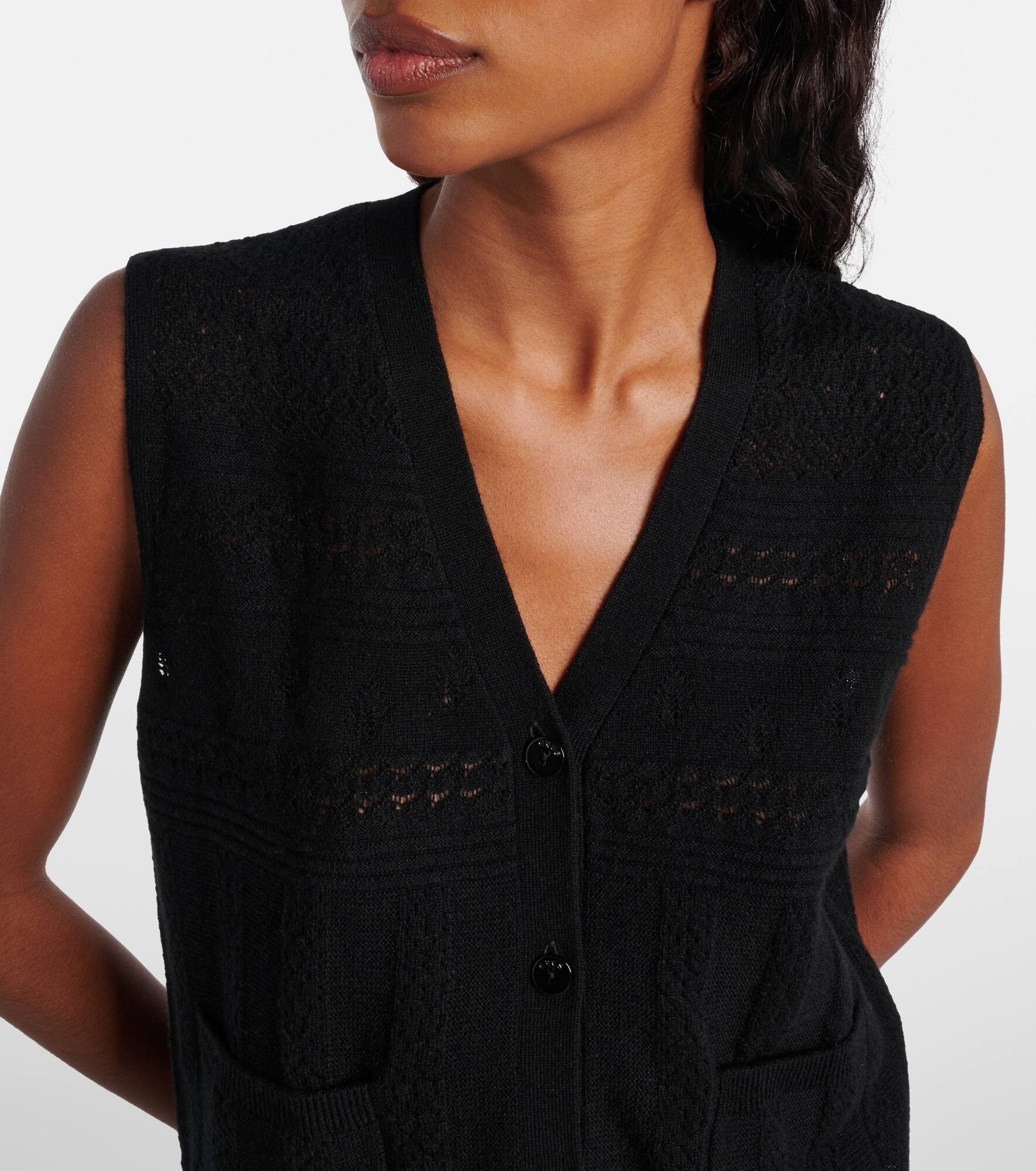 Mixte pointelle wool and cashmere sweater vest - 4