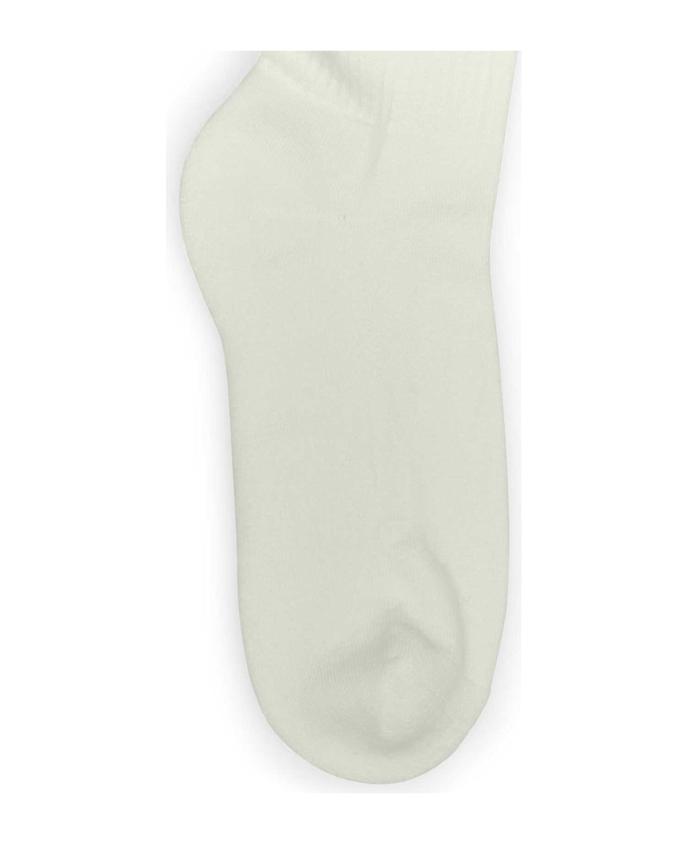 White Stretch Cotton Blend Socks - 2