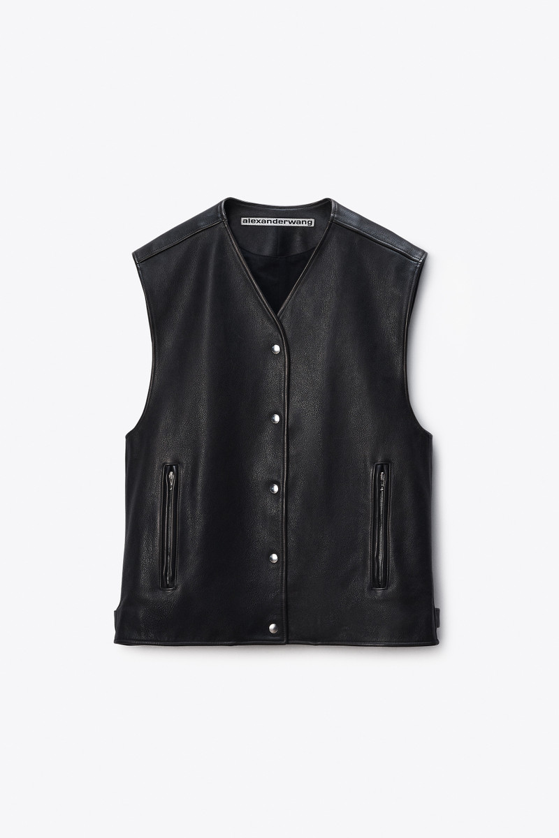 Boxy Moto Vest in Leather 1