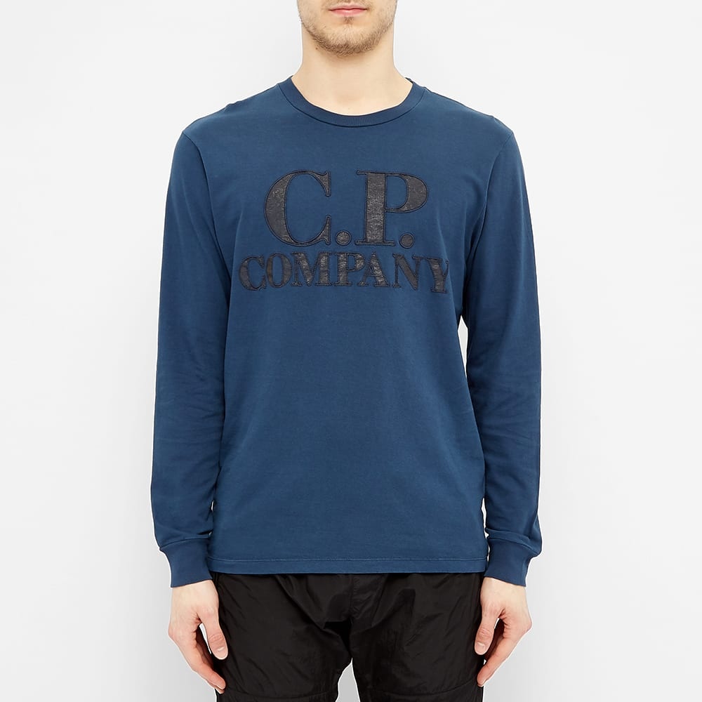 C.P. Company Long Sleeve P.Ri.S.M Garment Dyed Intarsia Logo Tee - 3