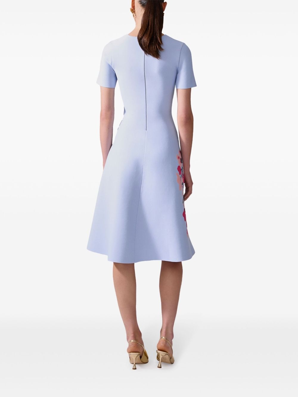 floral-jacquard flared dress - 3