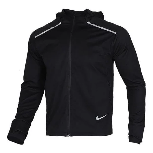 Nike Shield Reflective Zipper Sports Hooded Jacket Black BV4881-010 - 1