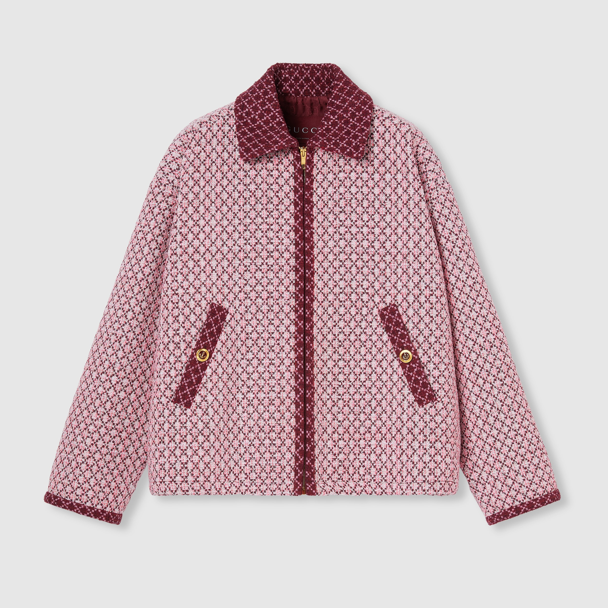 Diamond cotton bouclé zip jacket - 1