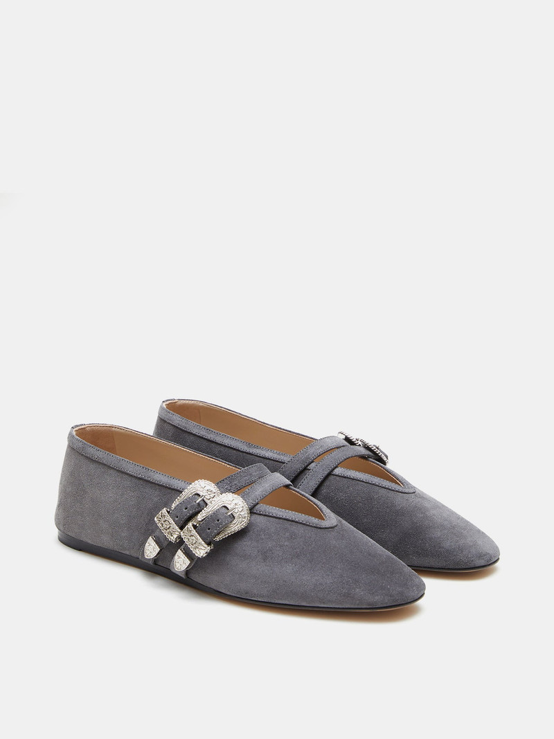LE MONDE BÉRYL Ballet Claudia Slipper / Anthracite Suede outlook