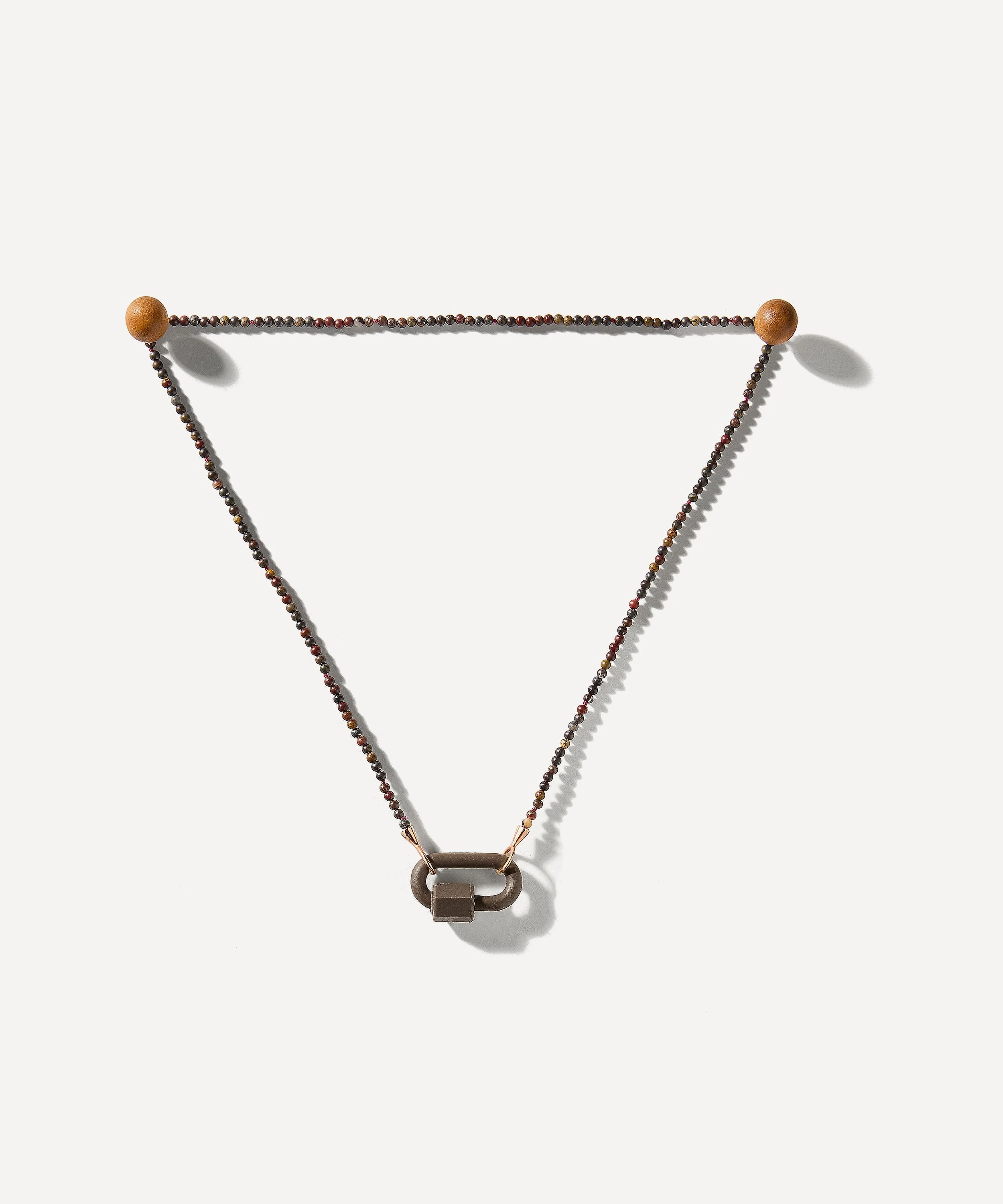 10ct Rose Gold Tone on Stone Necklace in Tiger Iron - 1
