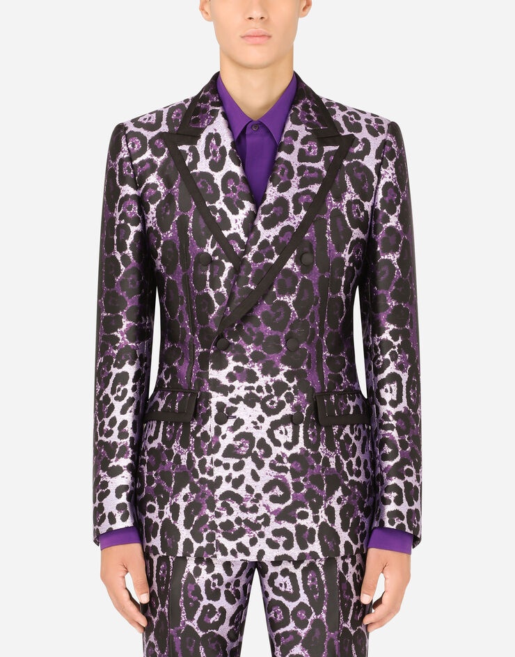 Double-breasted in leopard-print jacquard Sicilia-fit suit - 4