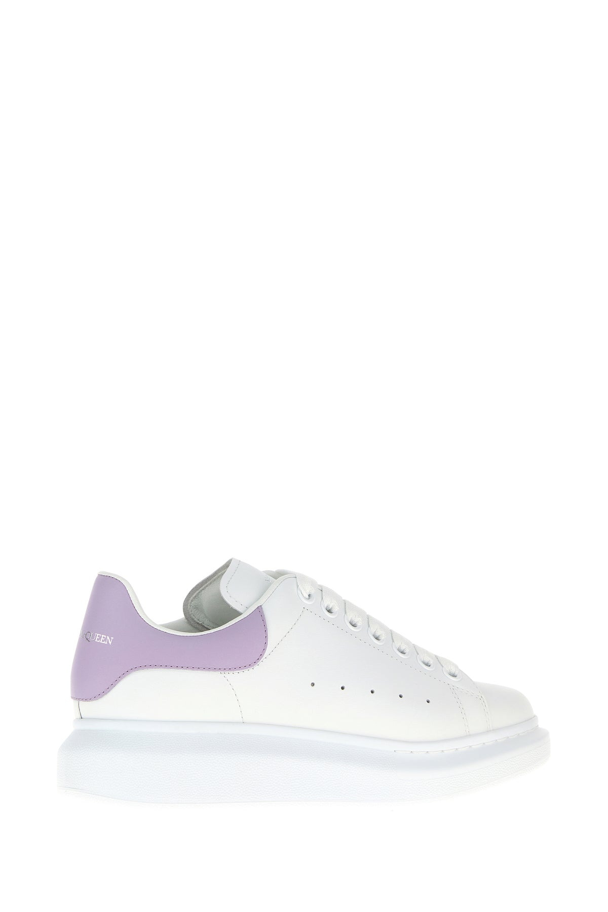White leather sneakers with lilac leather heel - 3
