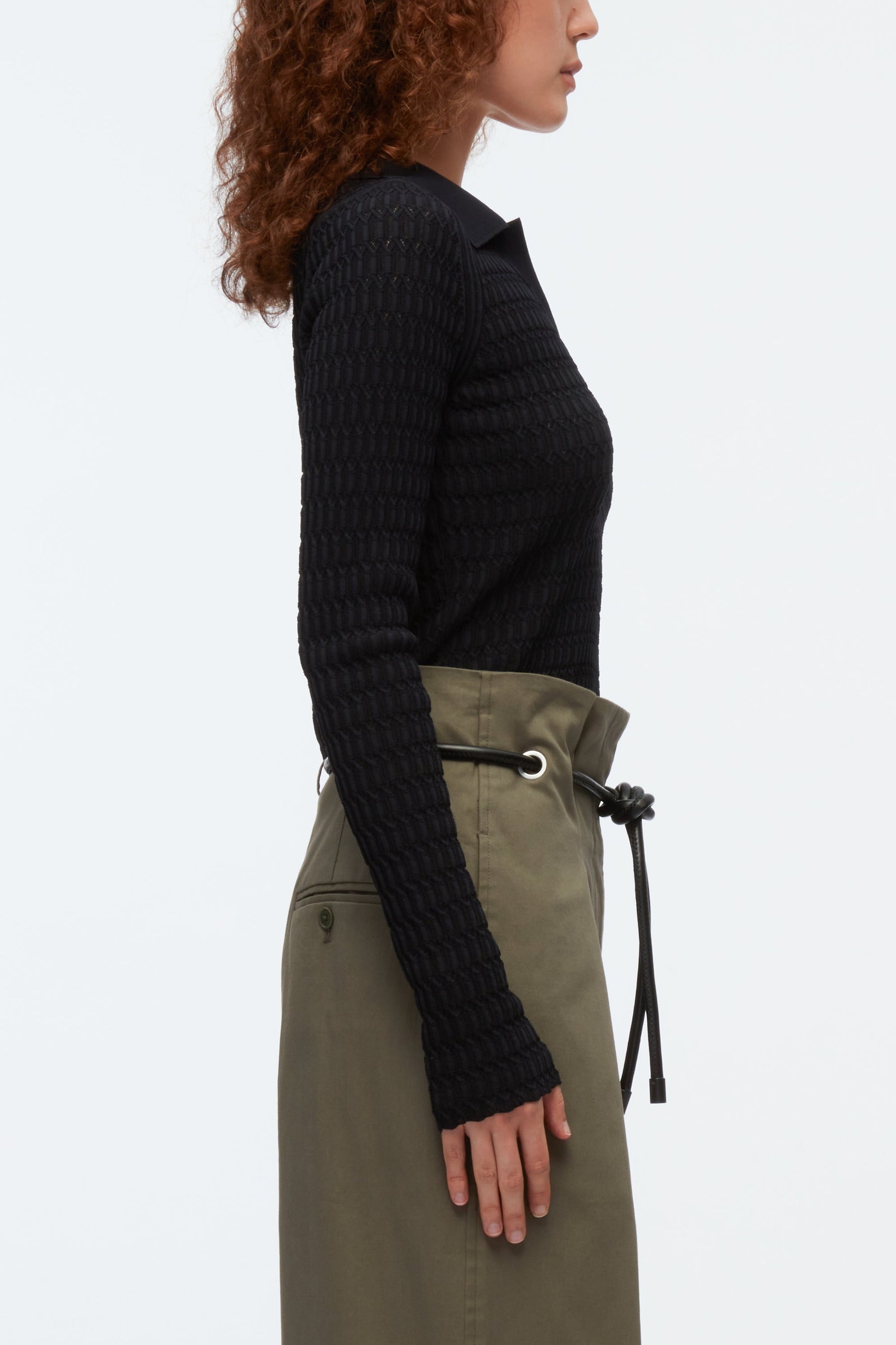 Honeycomb Stitch Polo Top - 3
