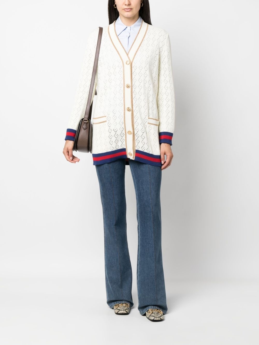 G-monogram pointelle cotton cardigan - 2