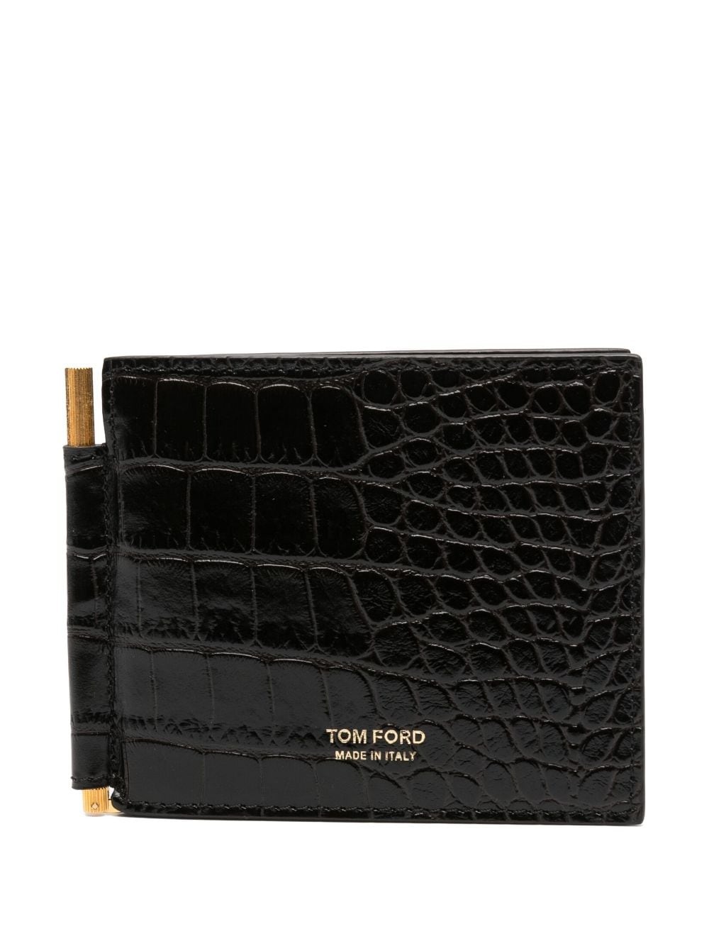 crocodile-embossed money clip wallet - 1