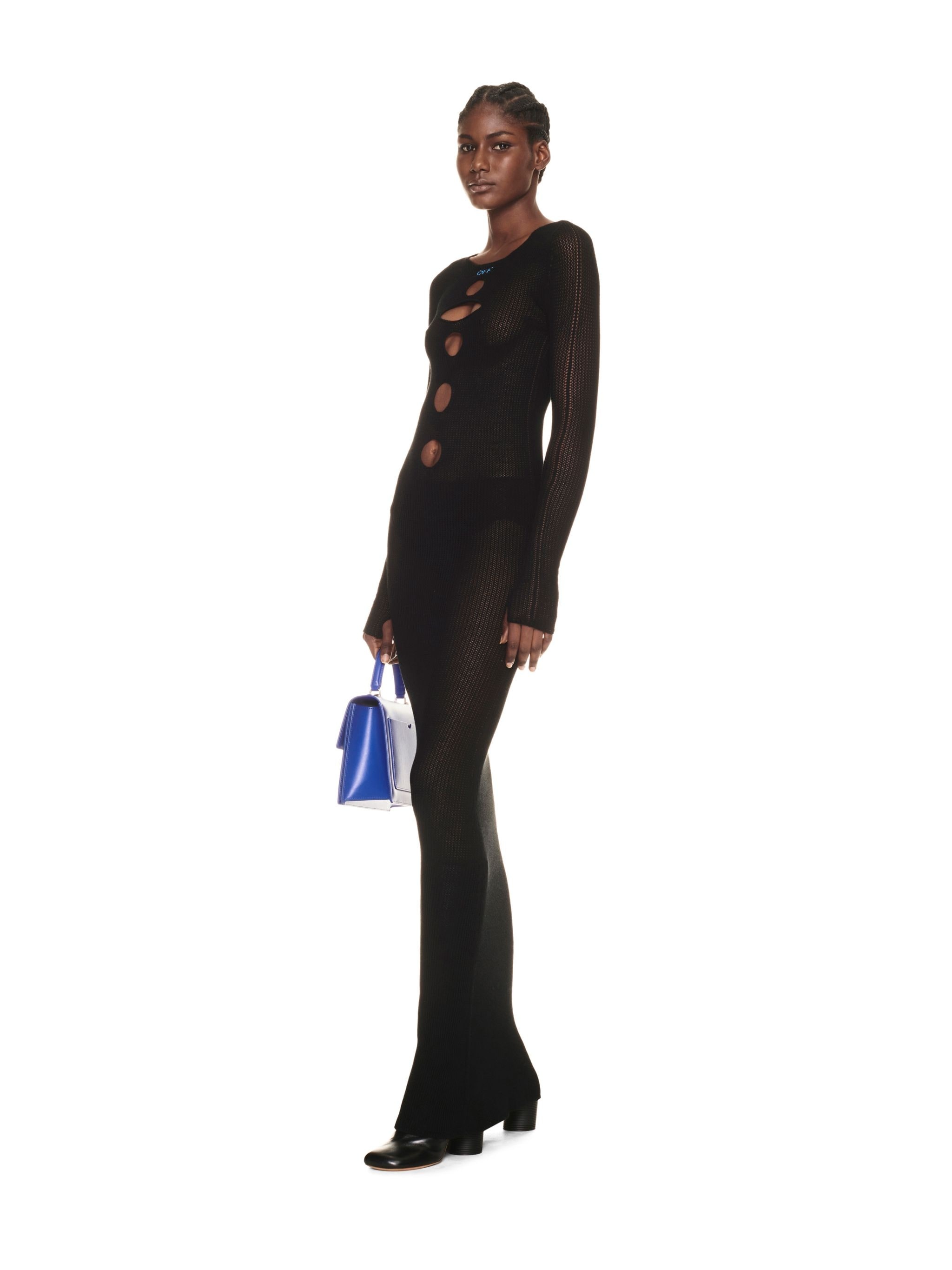 Center Hole Net Long Dress Black Light - 3