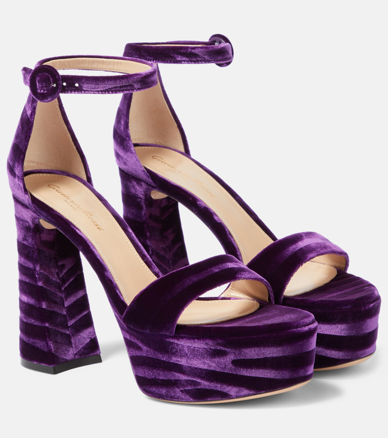 Zebra velvet platform sandals - 1
