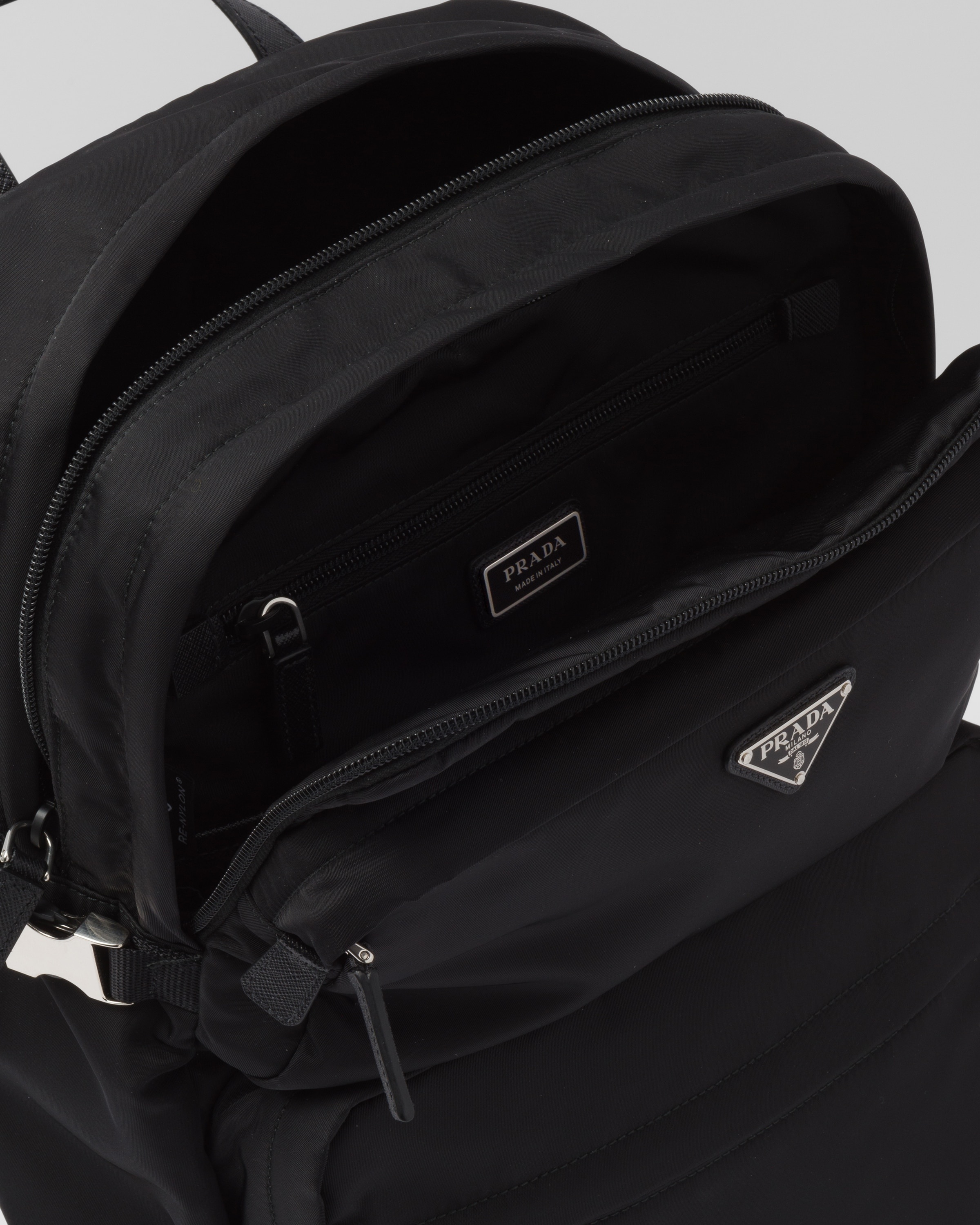 Re Nylon Backpack in Black - Prada