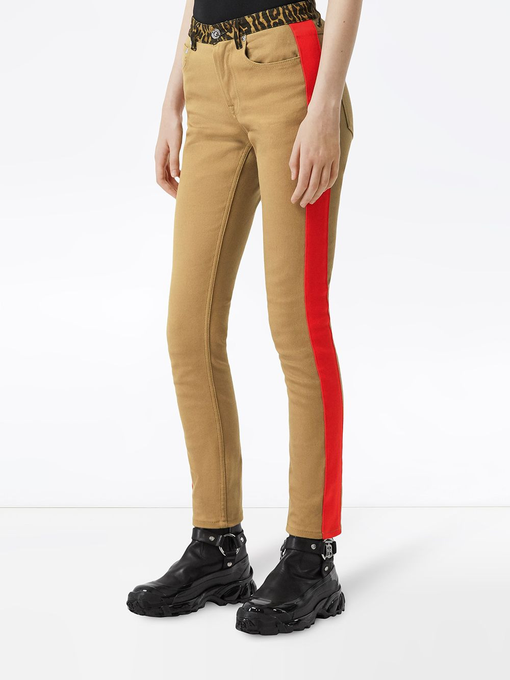 leopard print detail skinny-fit jeans - 3