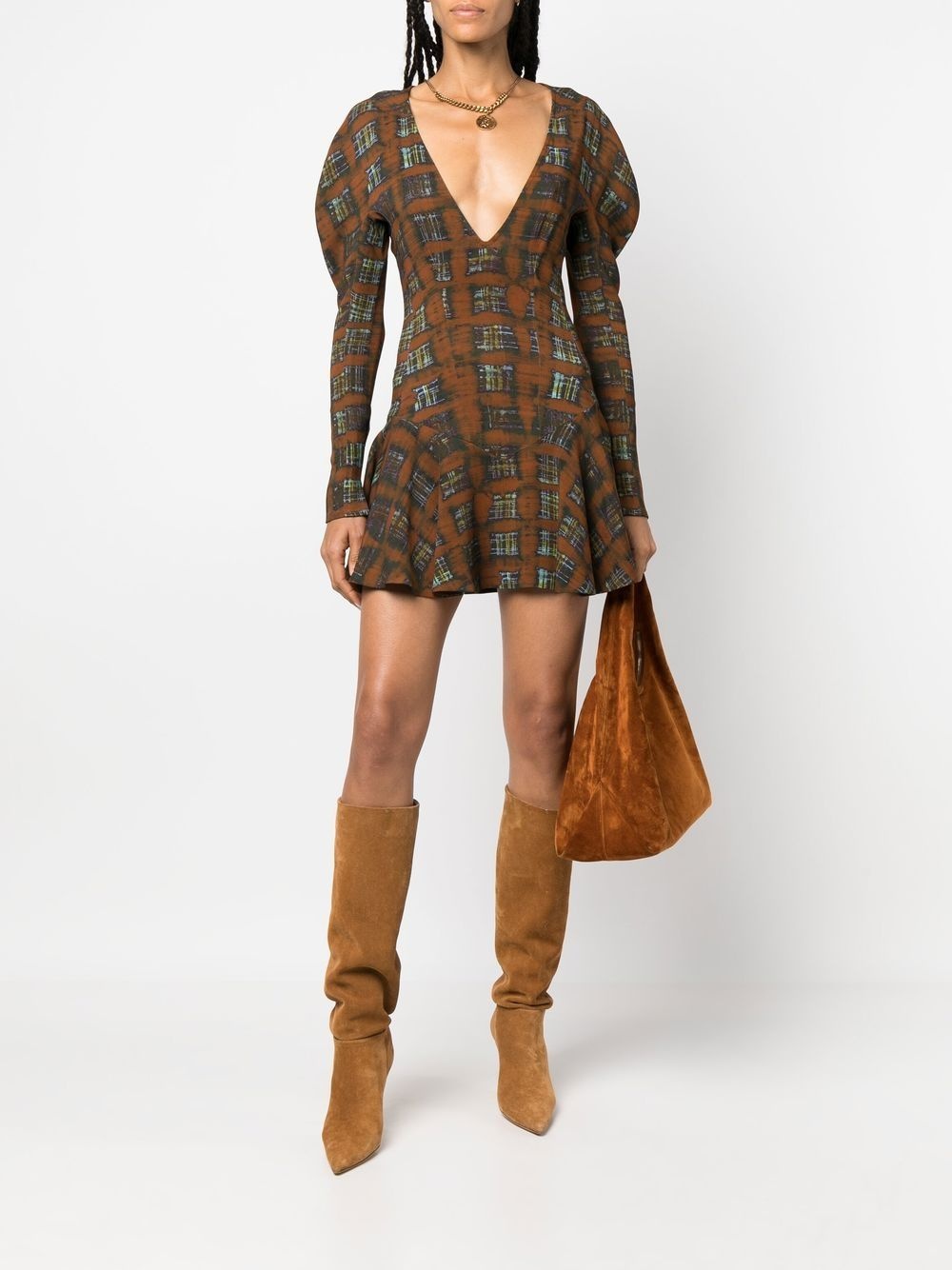 plaid-check print dress - 2