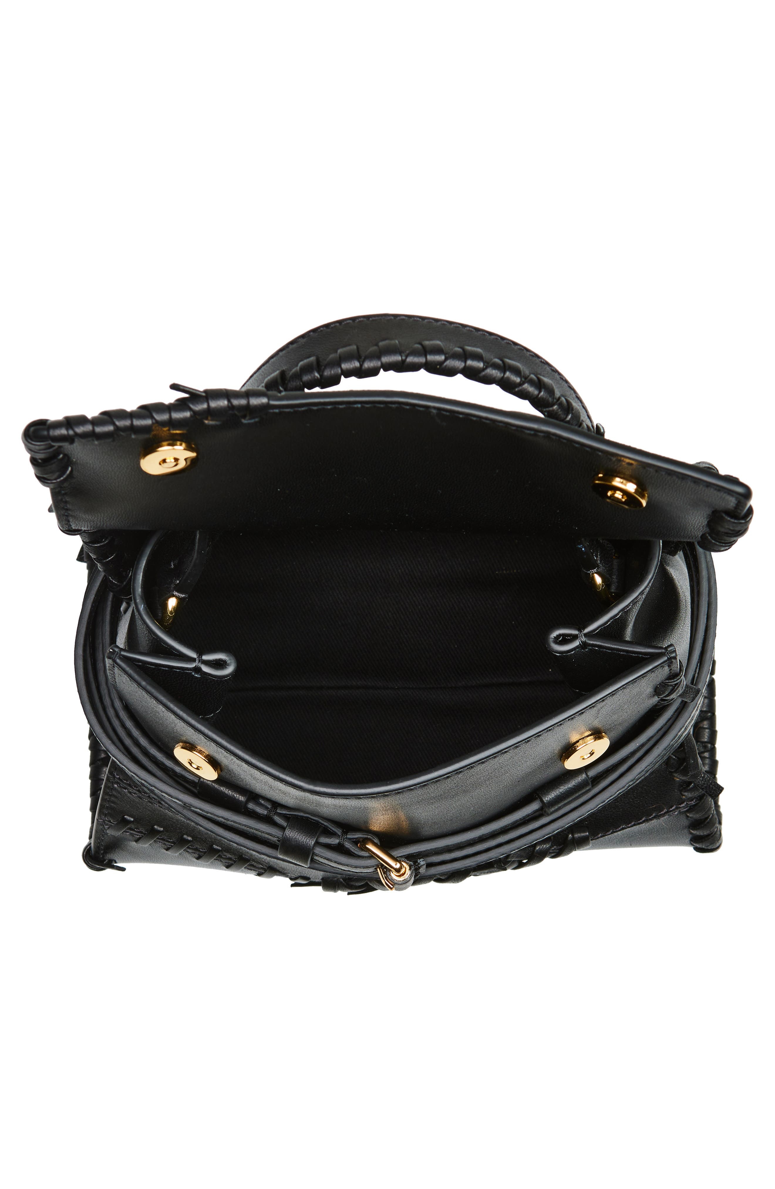Moschino Tie Me Whipstitch Leather Shoulder Bag in Black Soft Leather at Nordstrom - 5