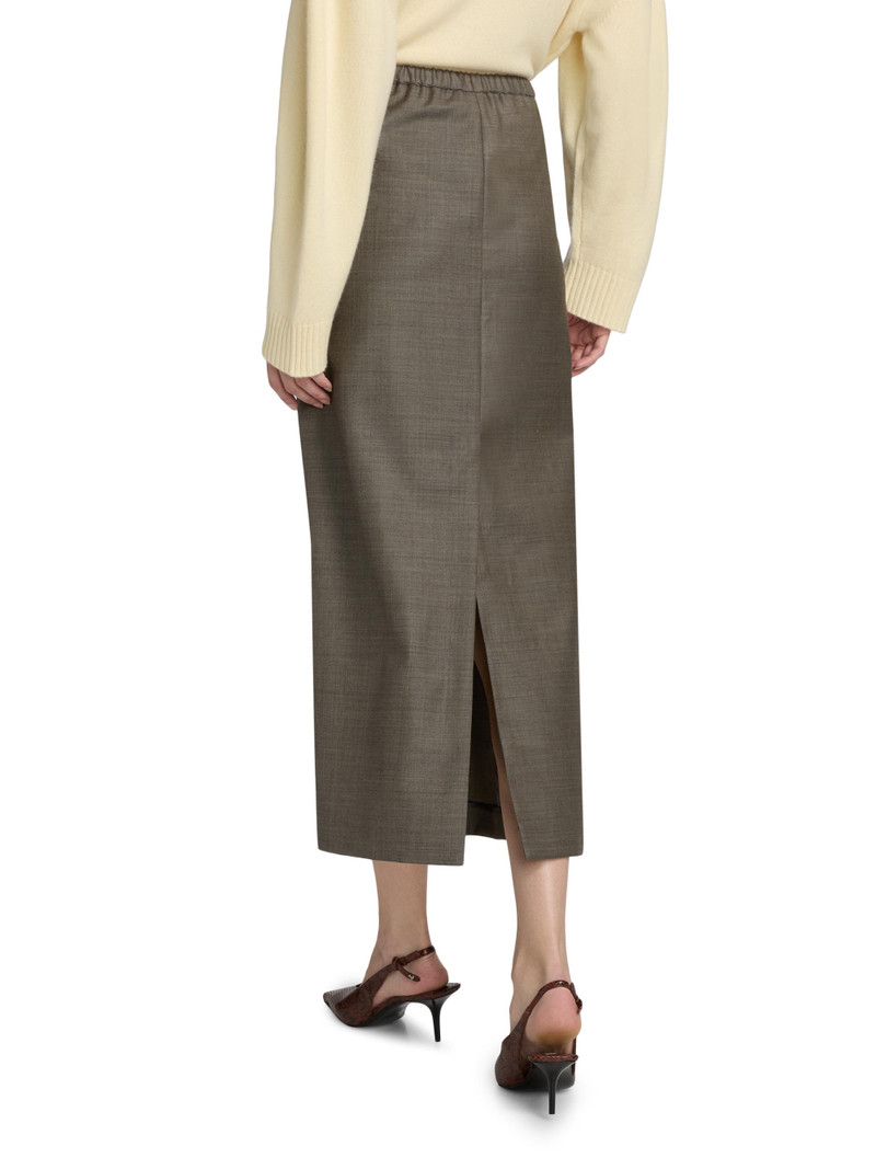 Women's Cara Virgin Wool Pencil Midi-Skirt - Dark Brown Melange 5