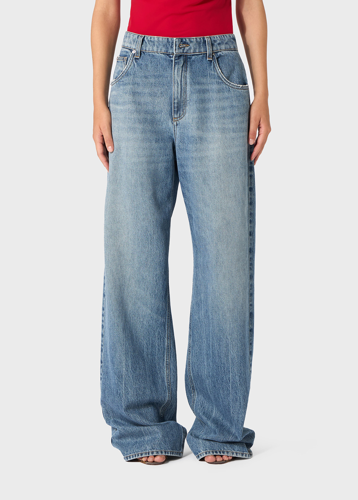 BOY FIT JEANS IN STONE-WASHED DENIM - 3