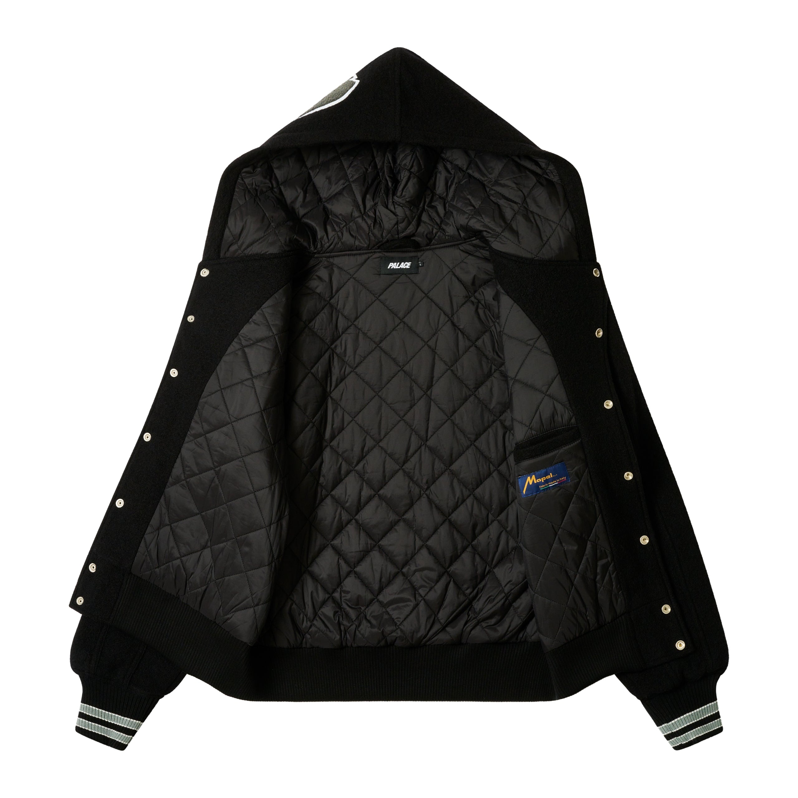 HOODED VARSITY JACKET BLACK - 2