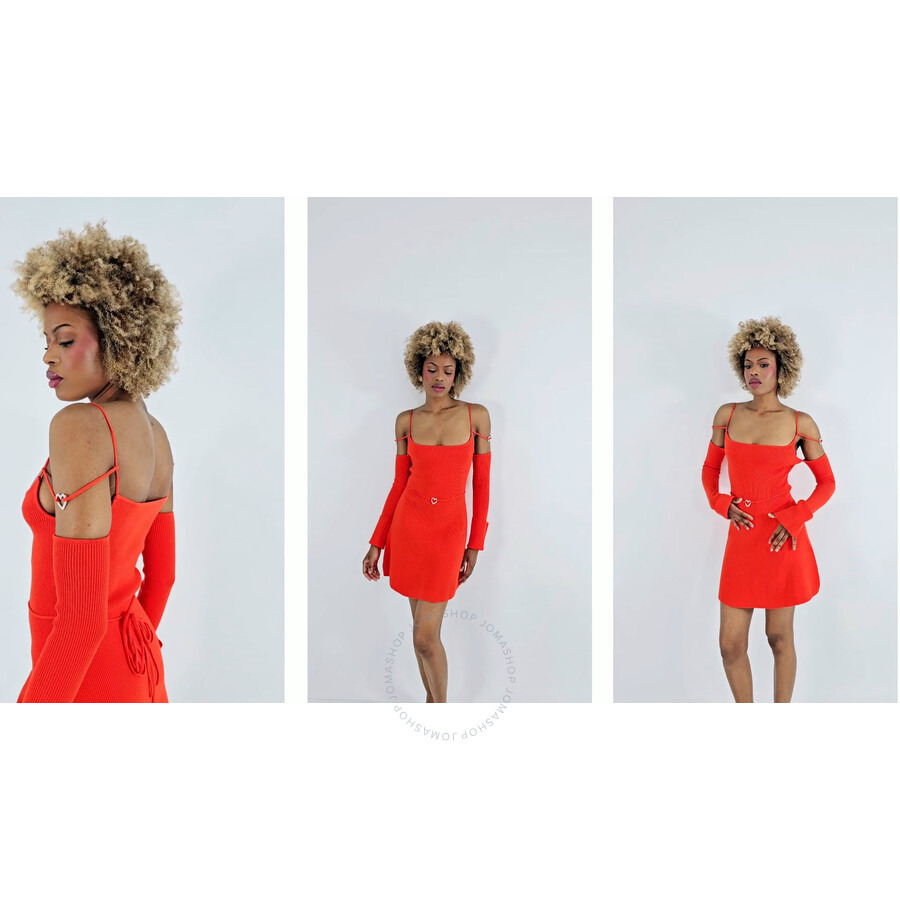 Mach & Mach Ladies Red Samantha Heart-Detail Rib Knit Mini Dress - 3