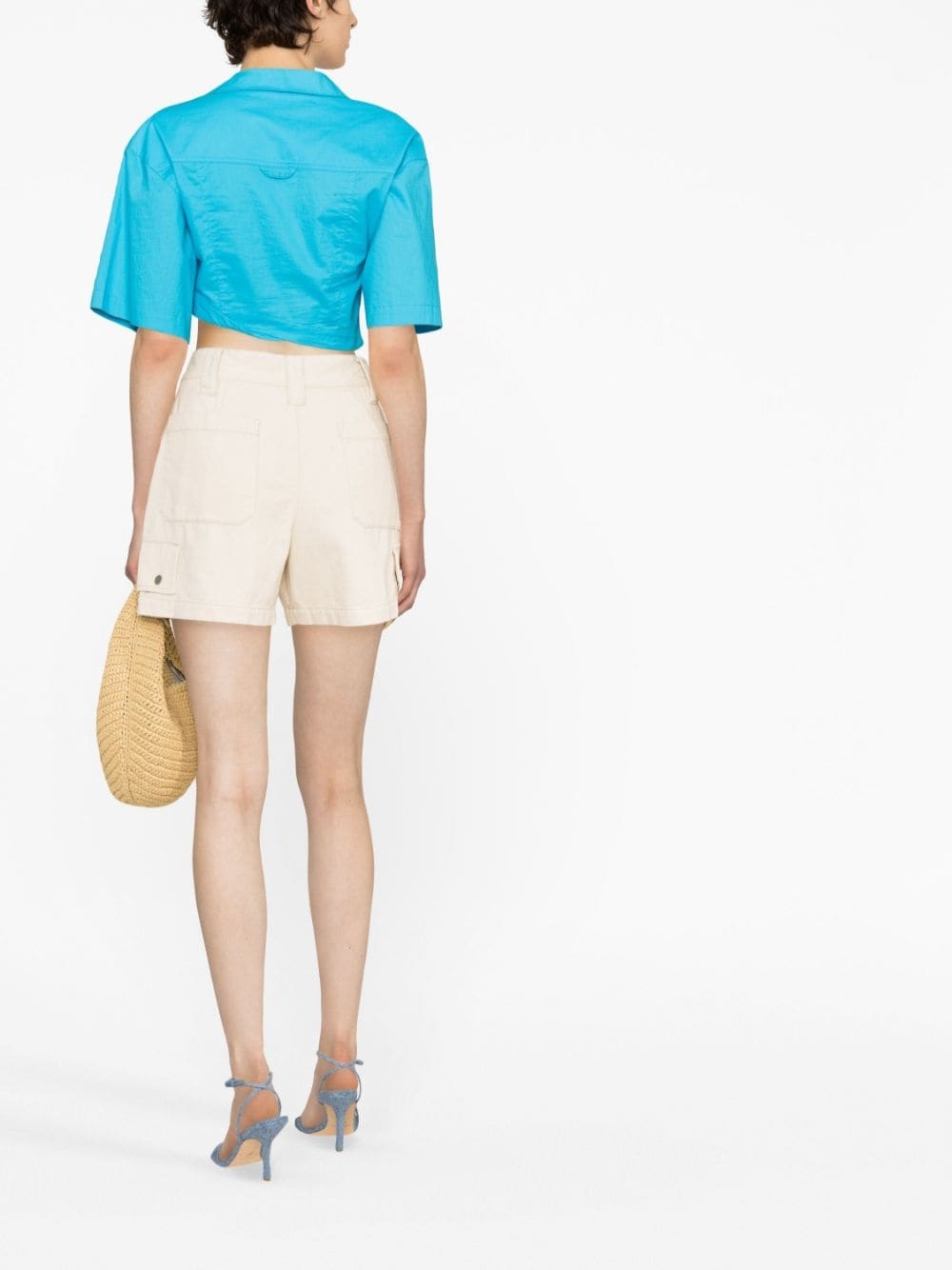 Eliano high-waisted cotton-twill shorts - 3