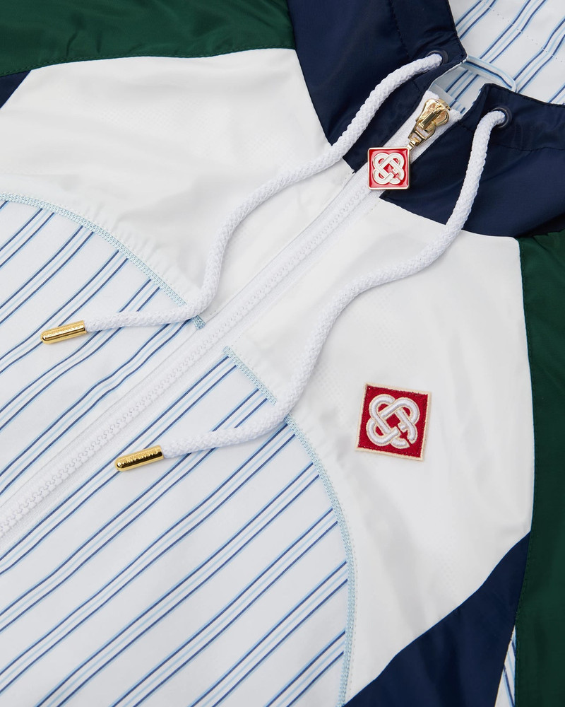 White & Navy Pinstripe Panelled Track Jacket 6
