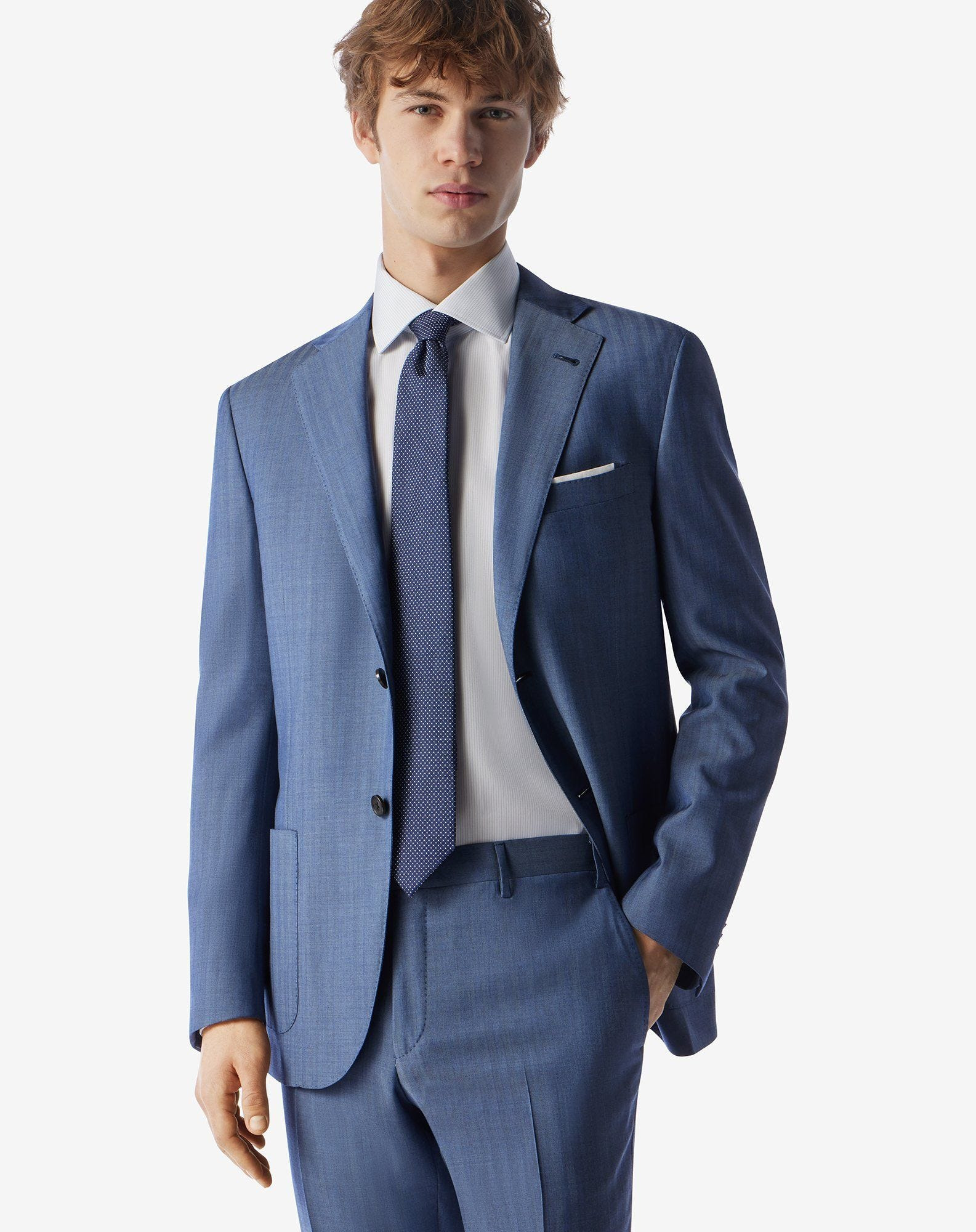 Unlined pale blue wool suit - 4