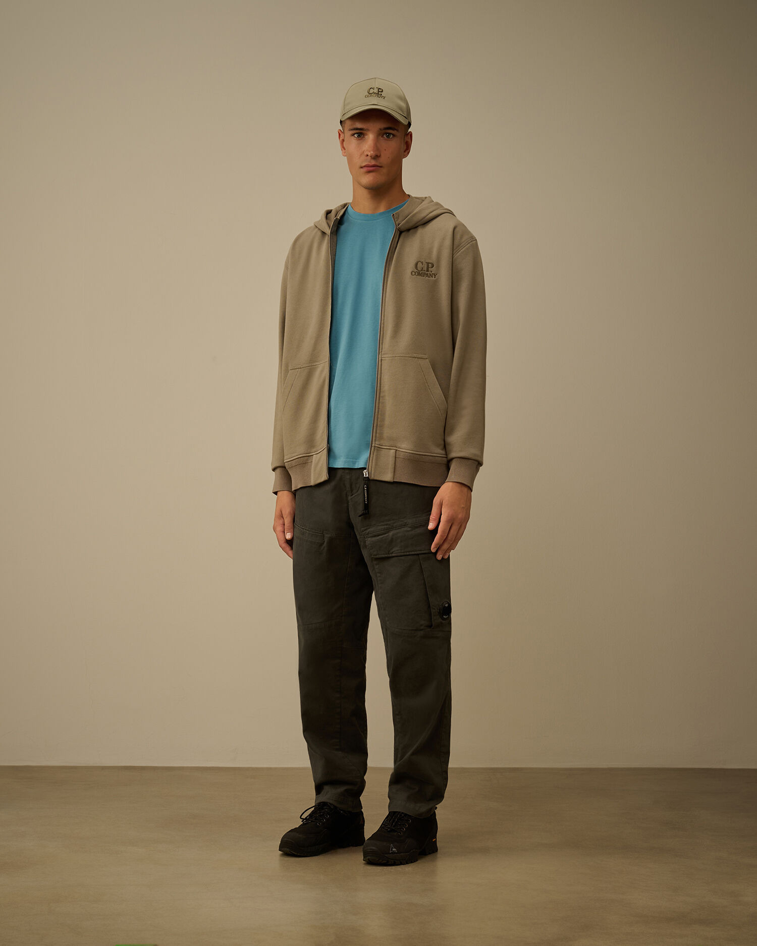 Diagonal Raised Fleece Hooded Full Zip Sweatshirt - 2