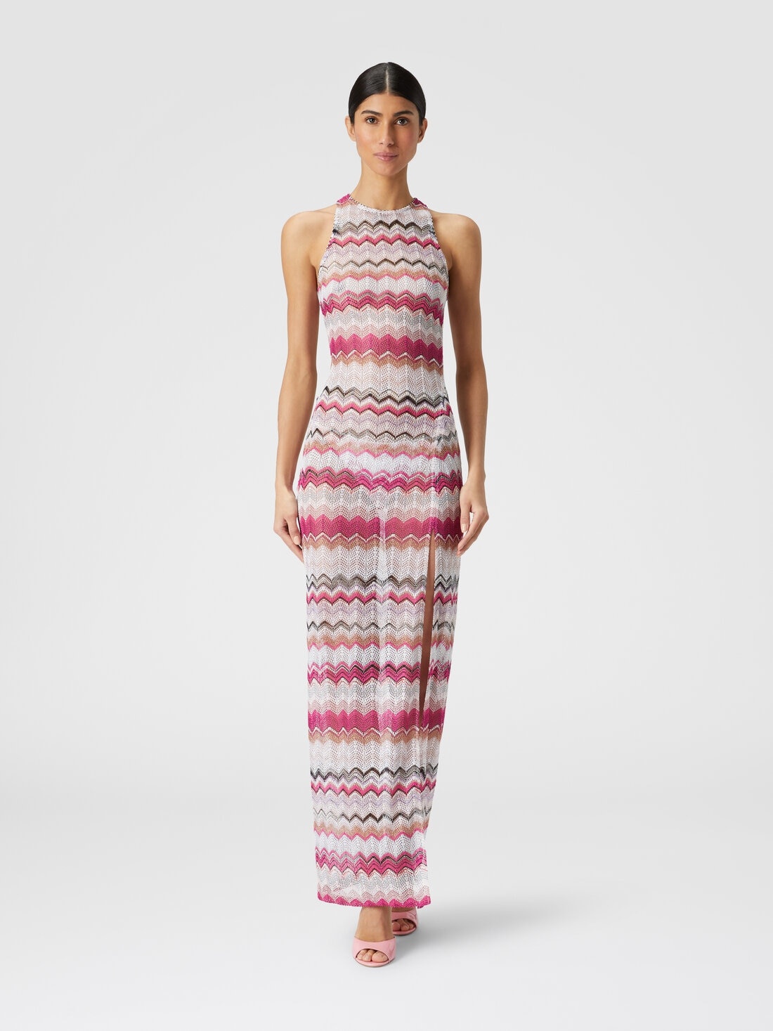 Long cover up dress in crochet with lurex - 2