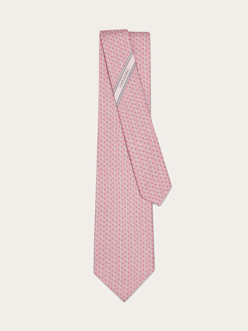 Gancini chain print silk tie 3