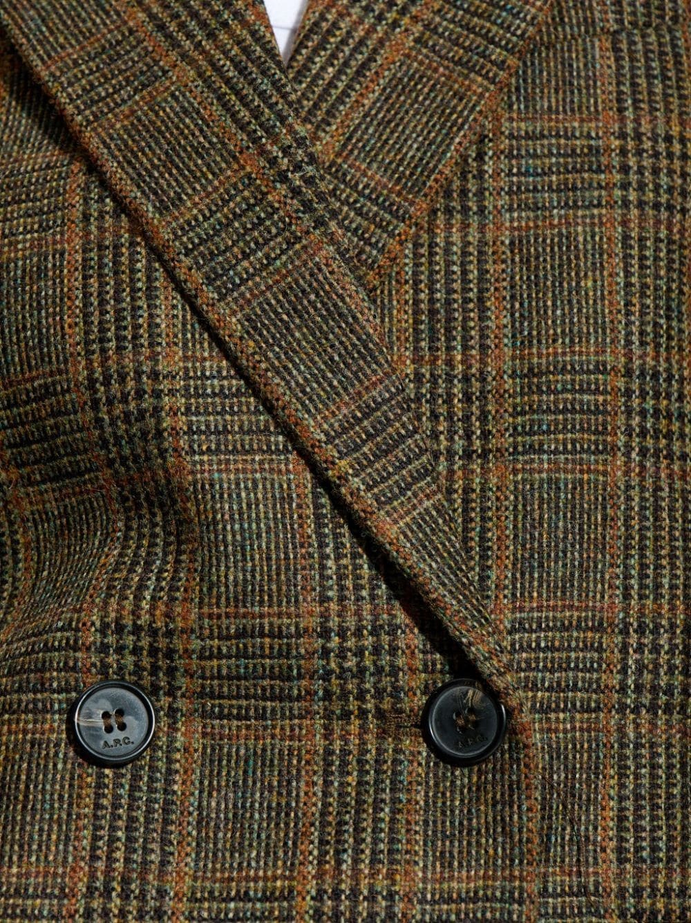checked wool double-breasted blazer - 5