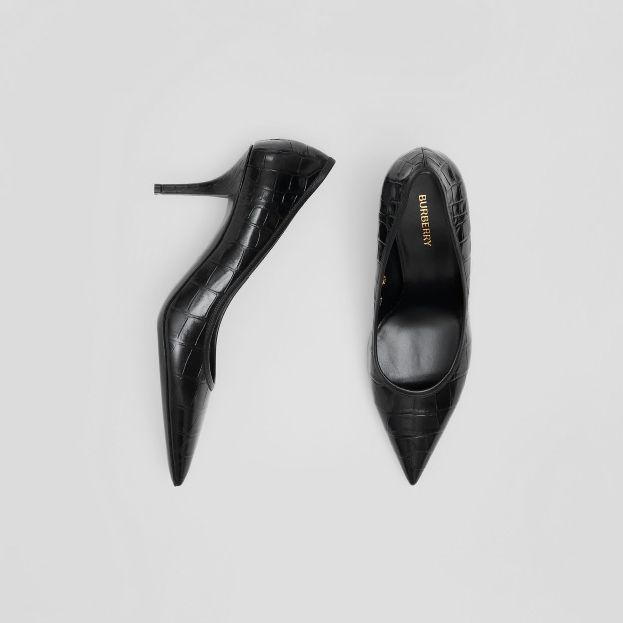 Embossed Leather Point-toe Pumps - 6