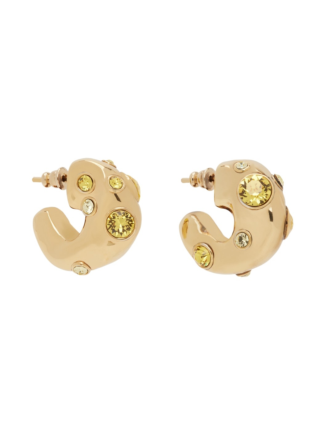 Gold Small Gem Detail Earrings - 2