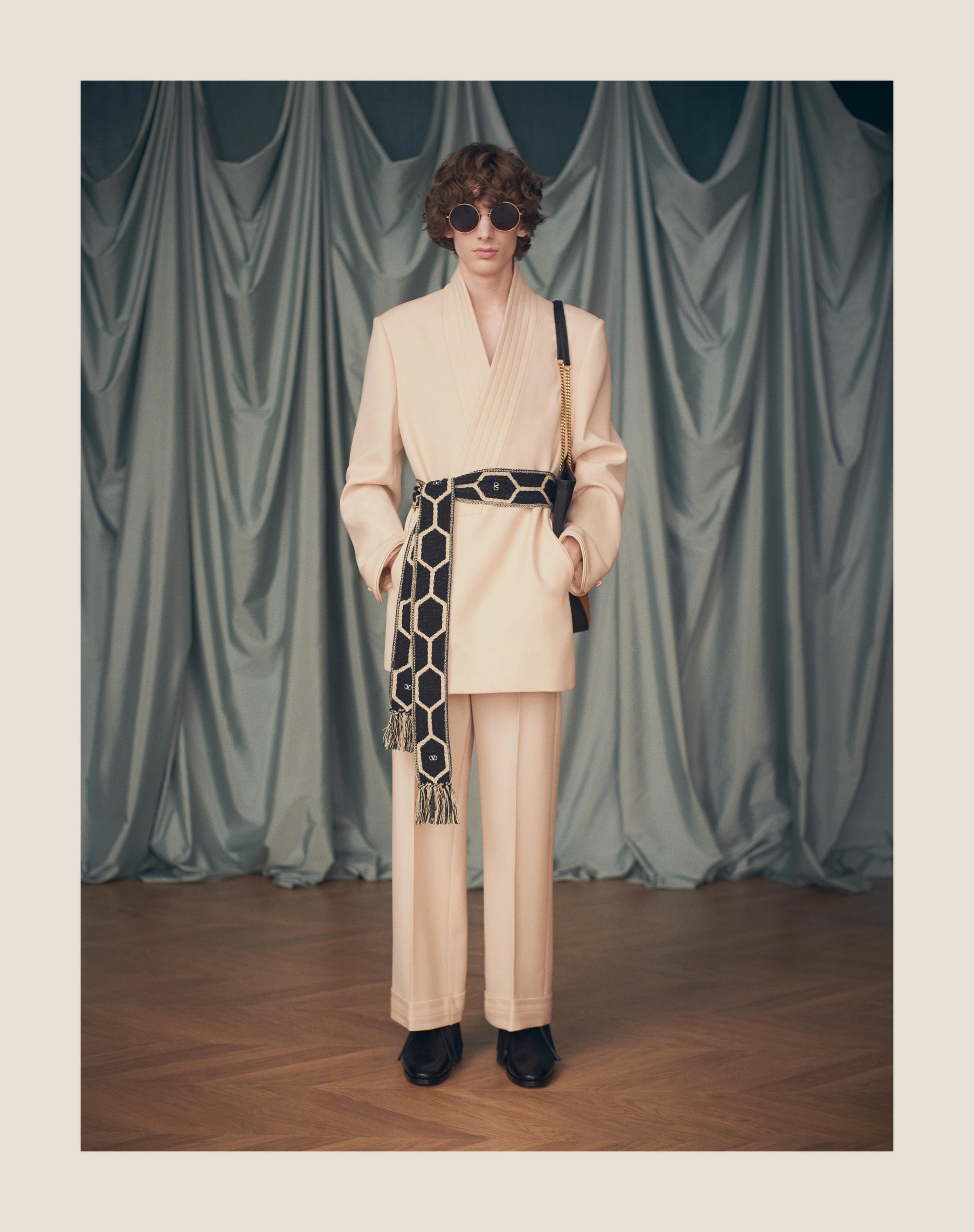 WOOL GABARDINE PANTS WITH TURN-UPS - 10