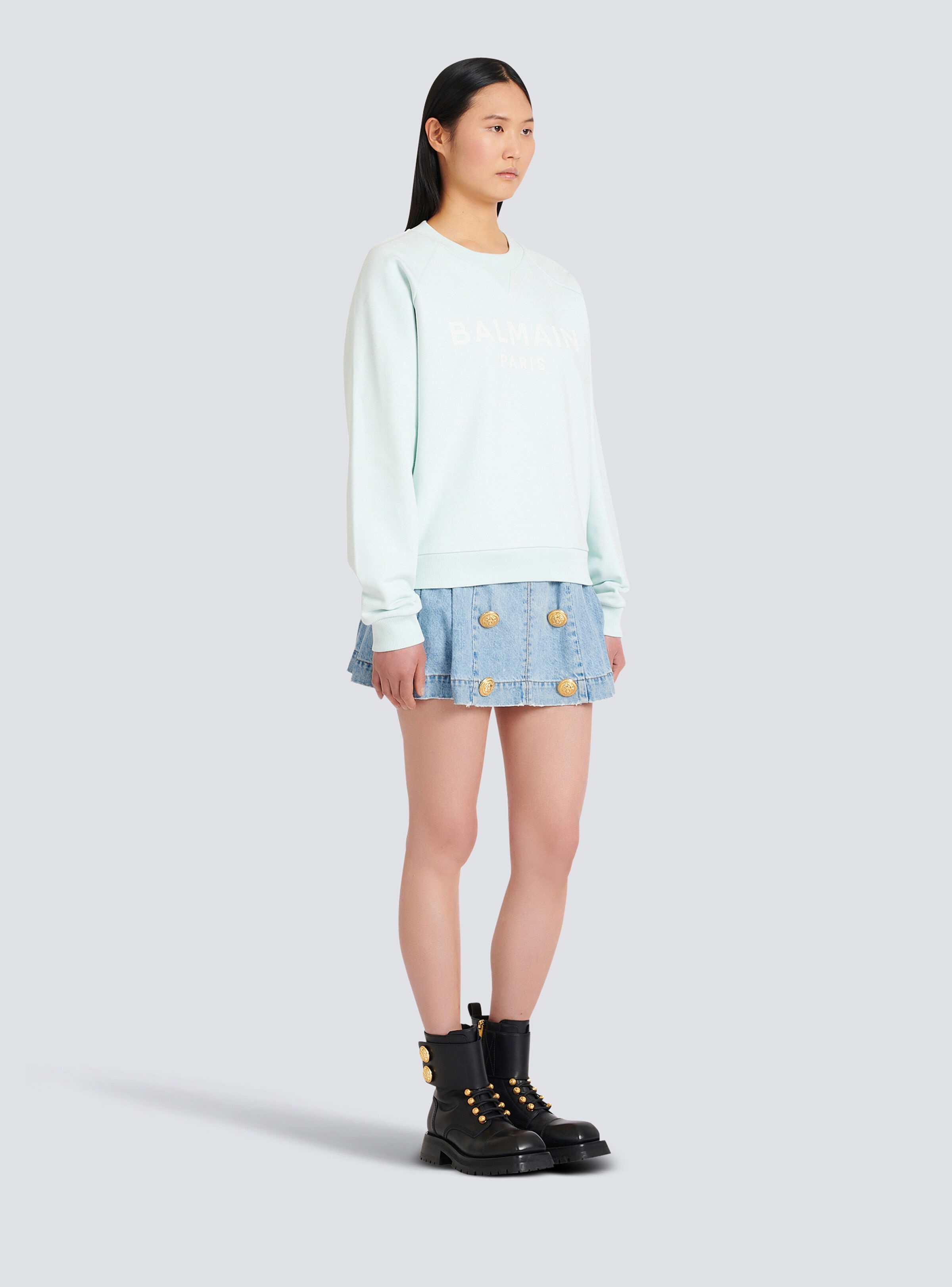 Eco-designed cotton sweatshirt with Balmain logo print - 6