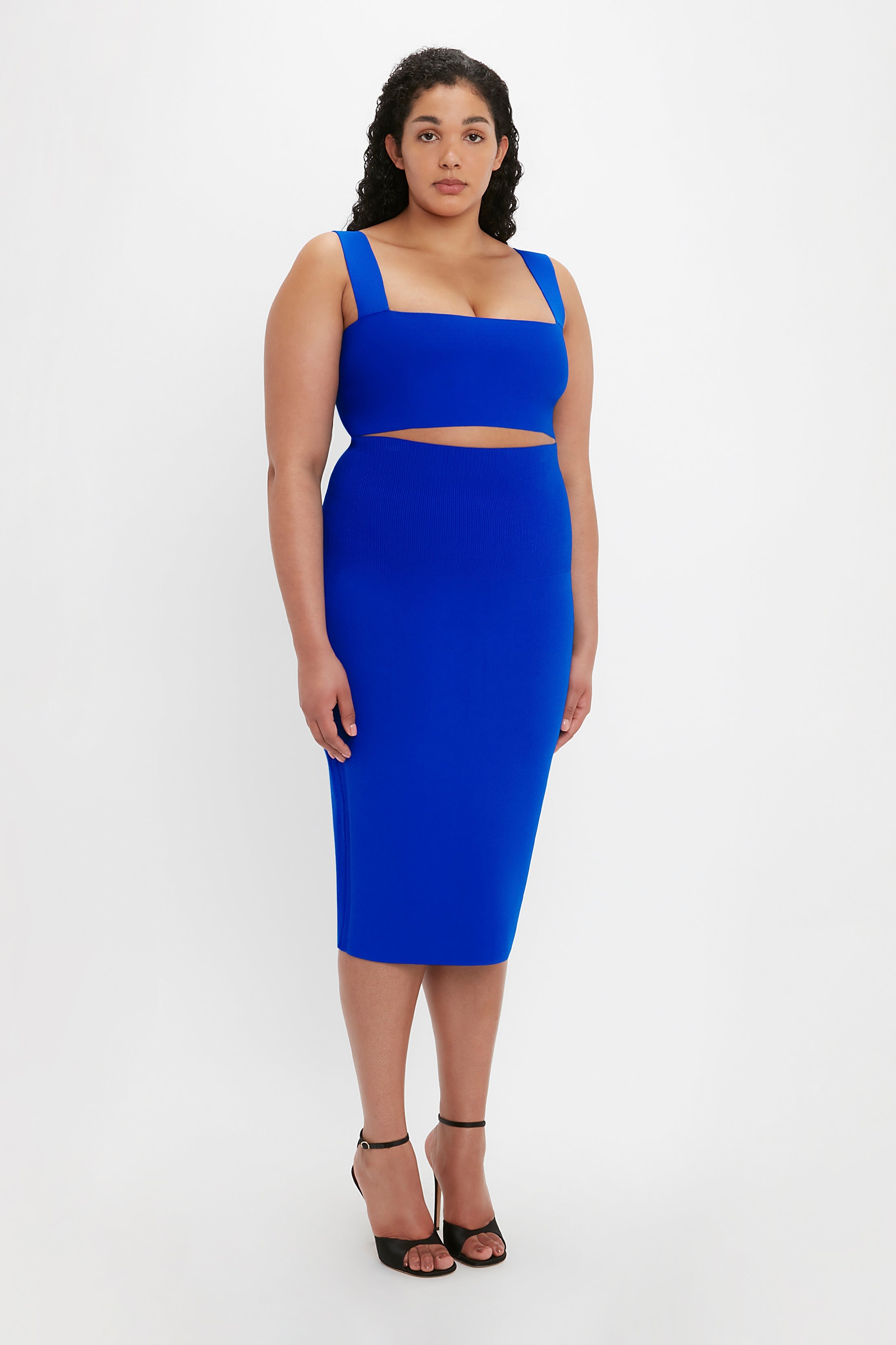 VB Body Fitted Midi Skirt In Cobalt - 9