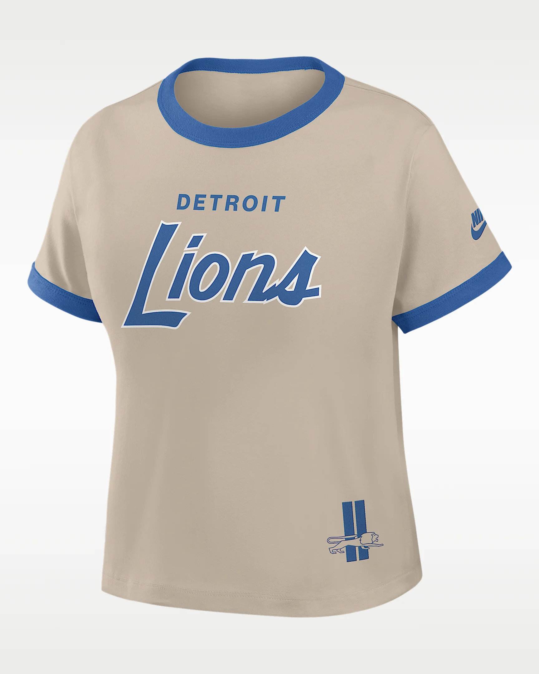 Detroit Lions Rewind Ringer Mod Women's Nike NFL Cropped T-Shirt - 1