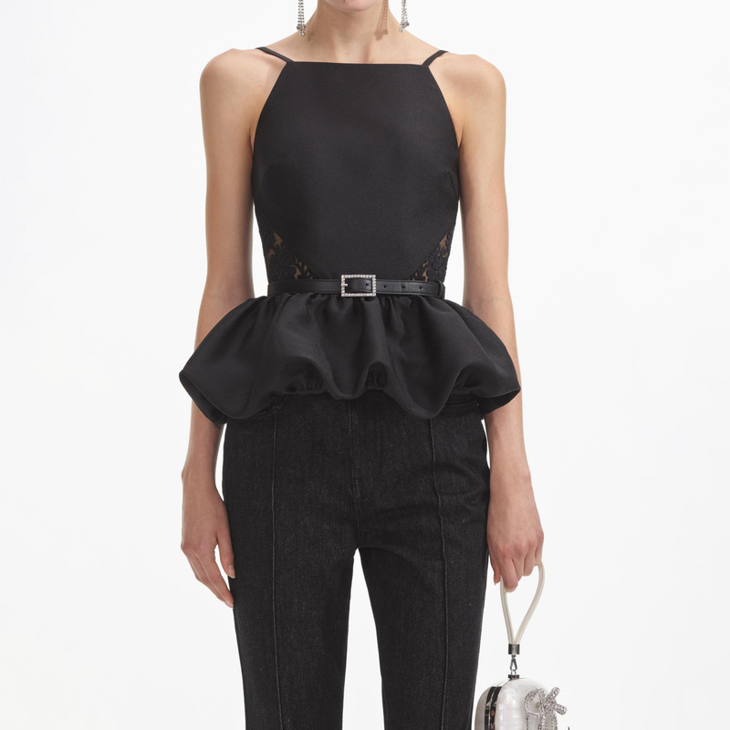 Black Taffeta Peplum Top 4