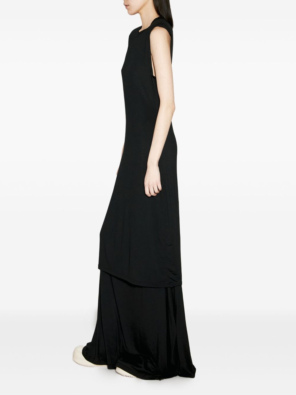 layered shoulder-padded maxi dress - 3