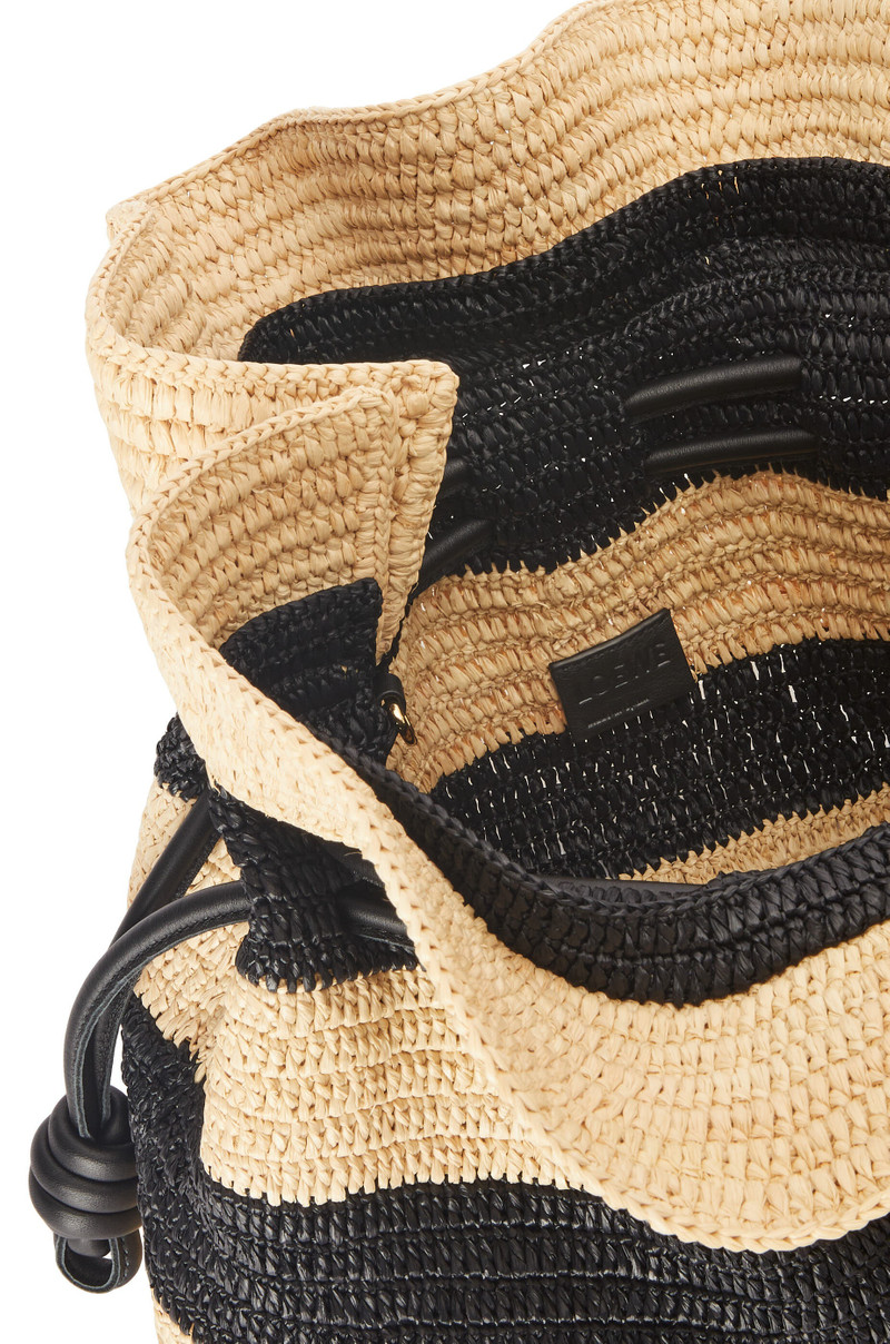 Flamenco Clutch in striped raffia and calfskin 6