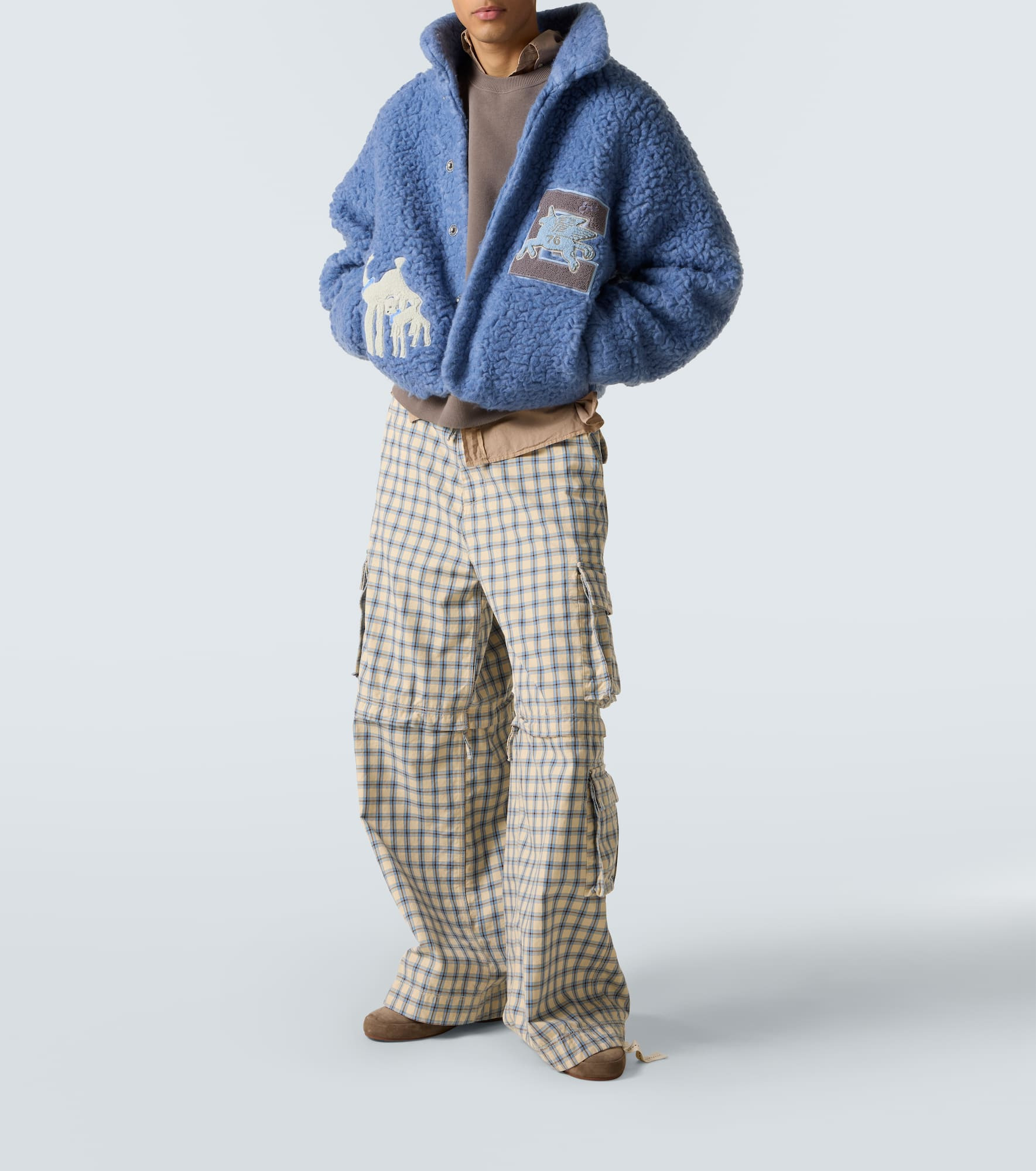 Checked cotton cargo pants - 2